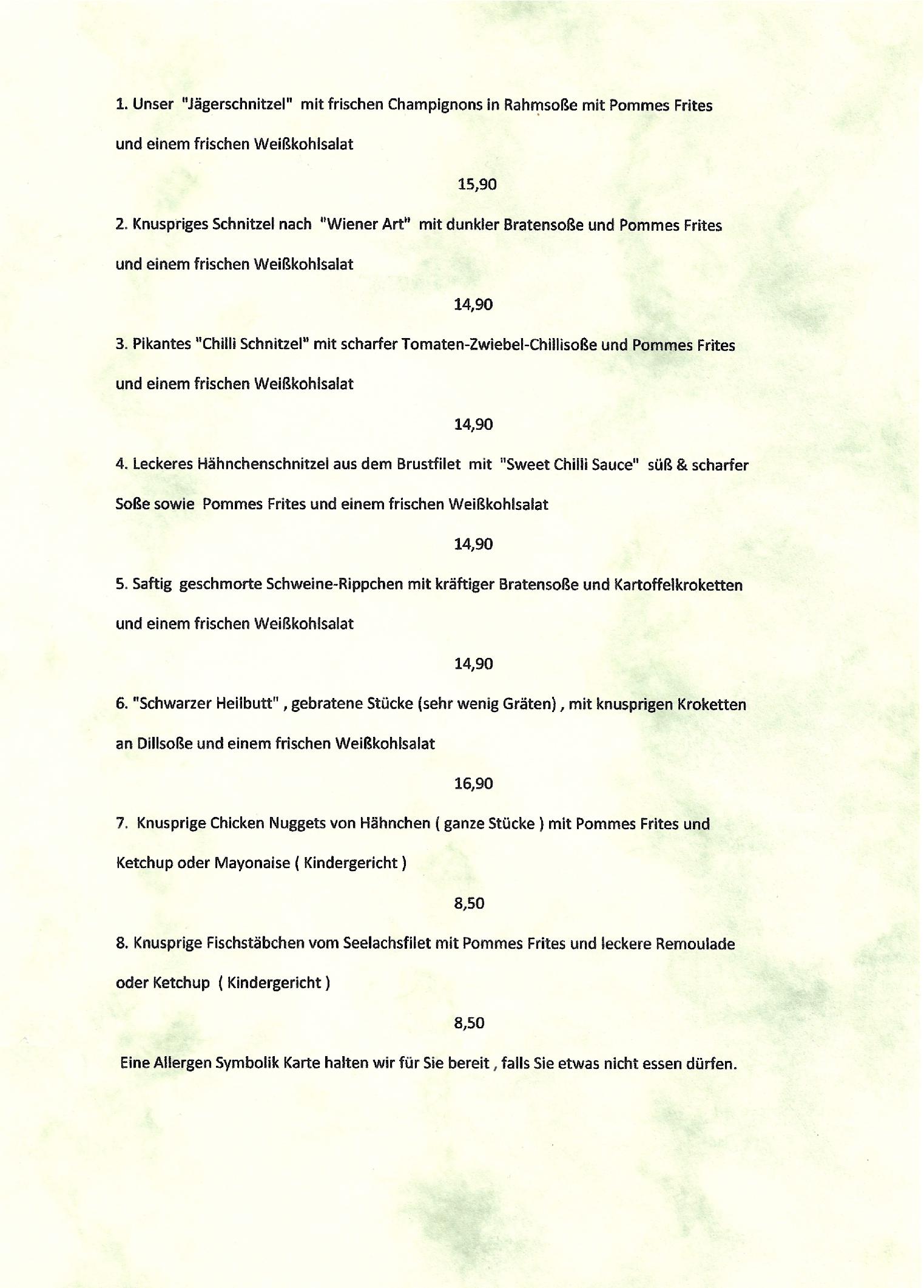 Speisekarte Rügengrill in Altenkirchen / Rügen, Seite 1