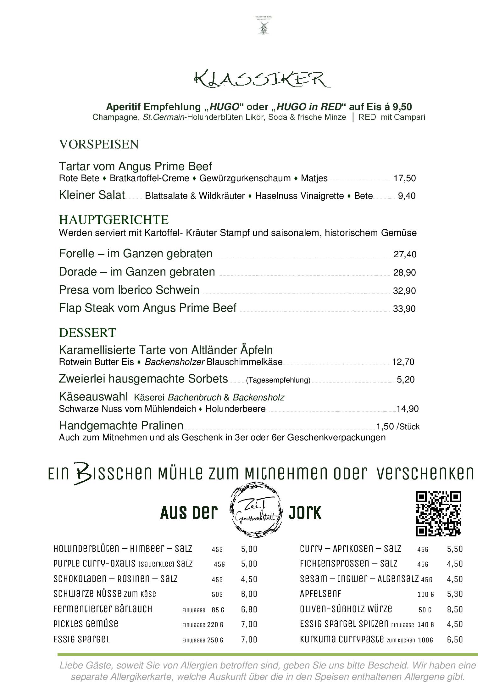 Speisekarte Die Mühle Jork GmbH in Jork, Seite 3