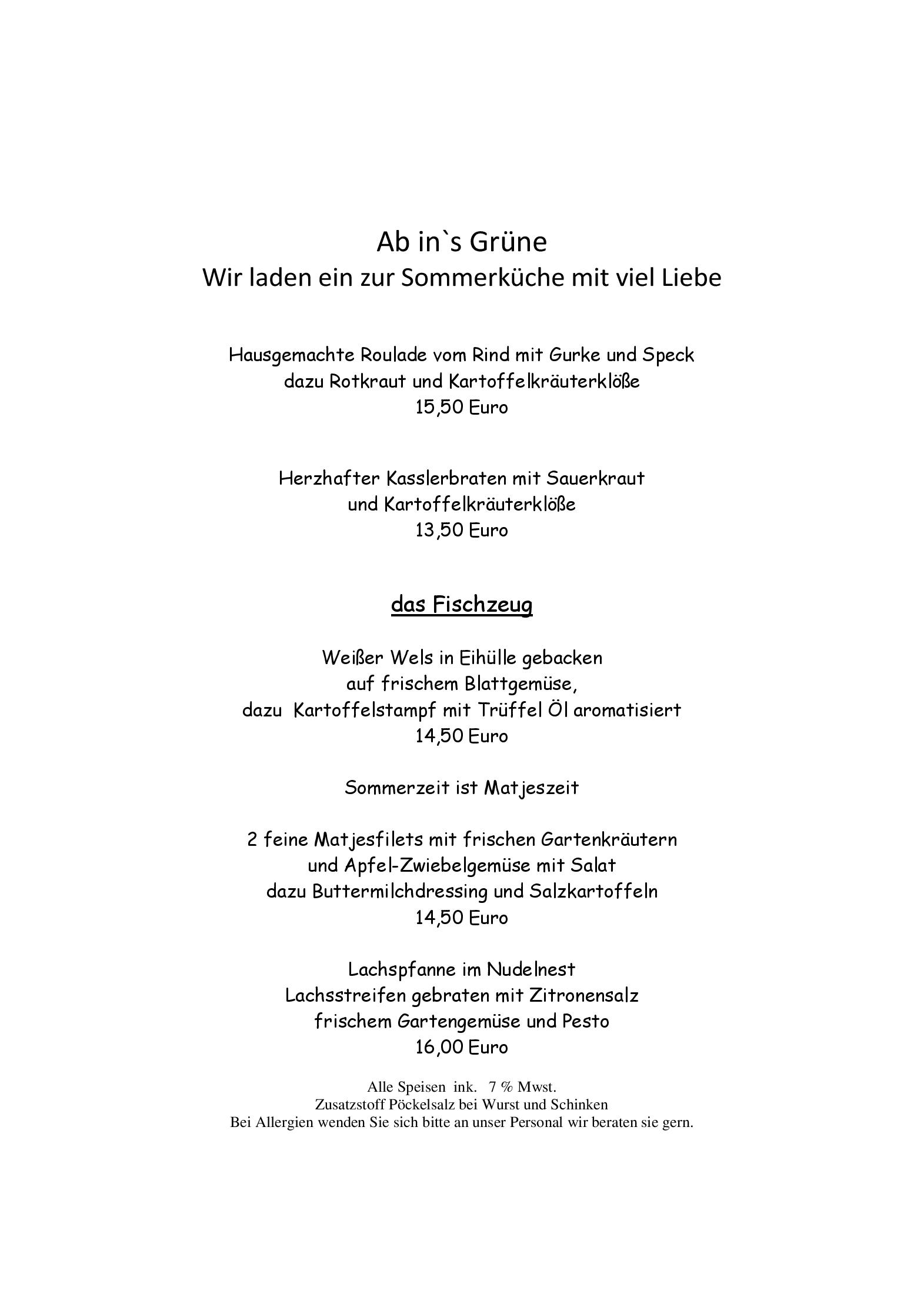 Speisekarte Gasthof Dittmannsdorf in Pfaffroda, Seite 3