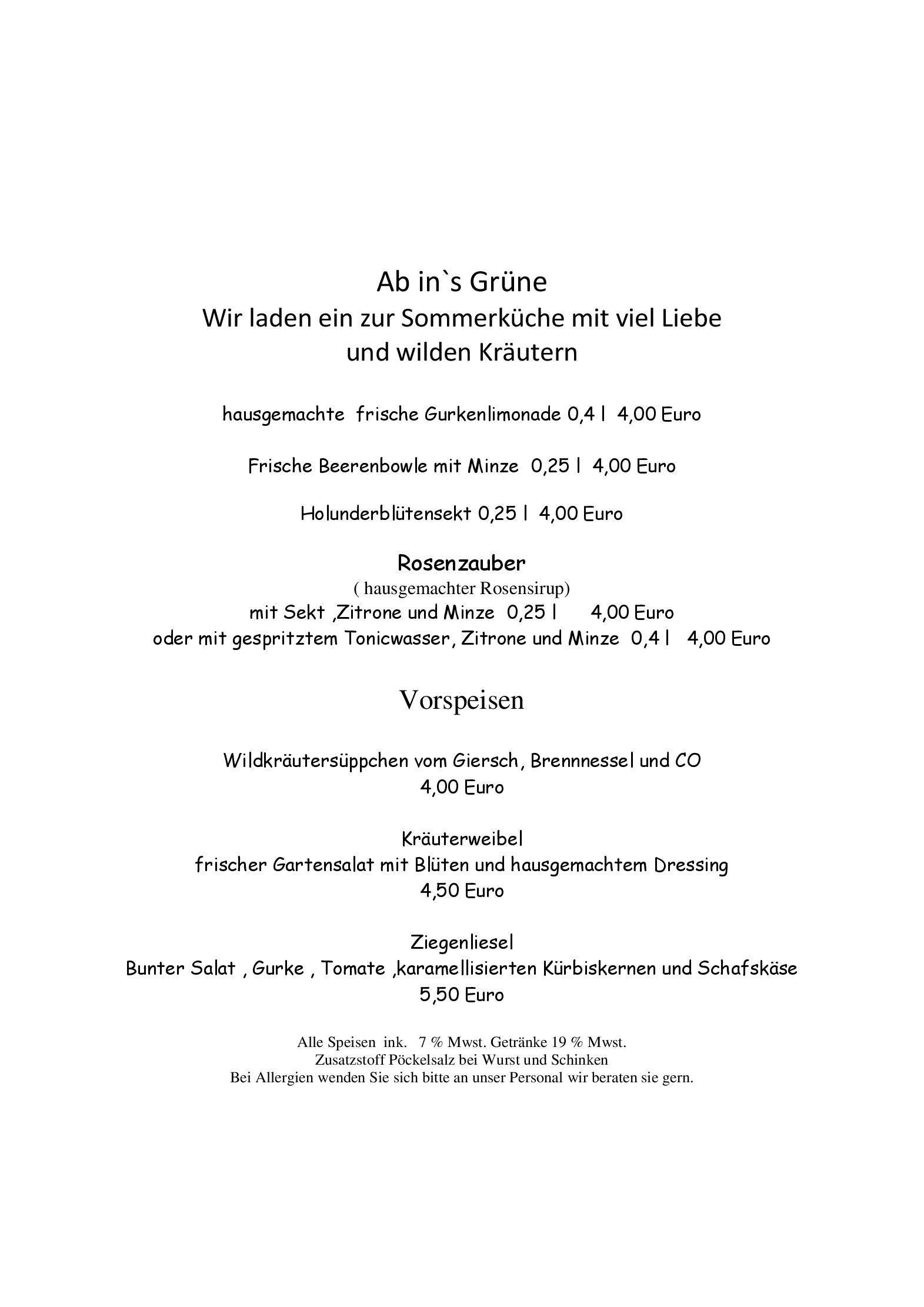 Speisekarte Gasthof Dittmannsdorf in Pfaffroda, Seite 4