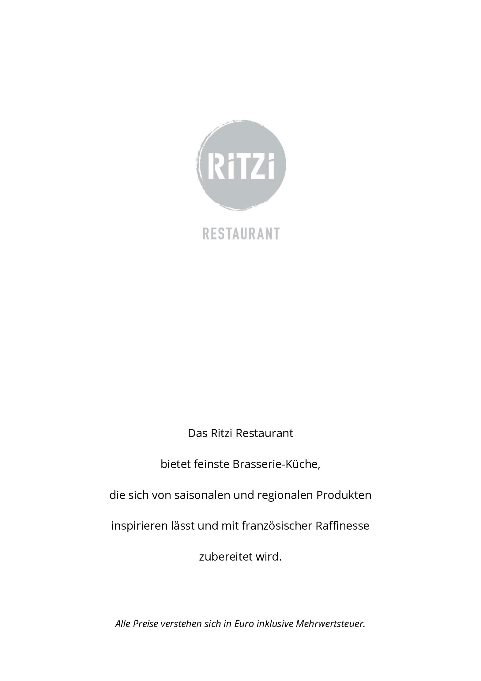 Speisekarte Ritzi Stuttgart in Stuttgart, Seite 1