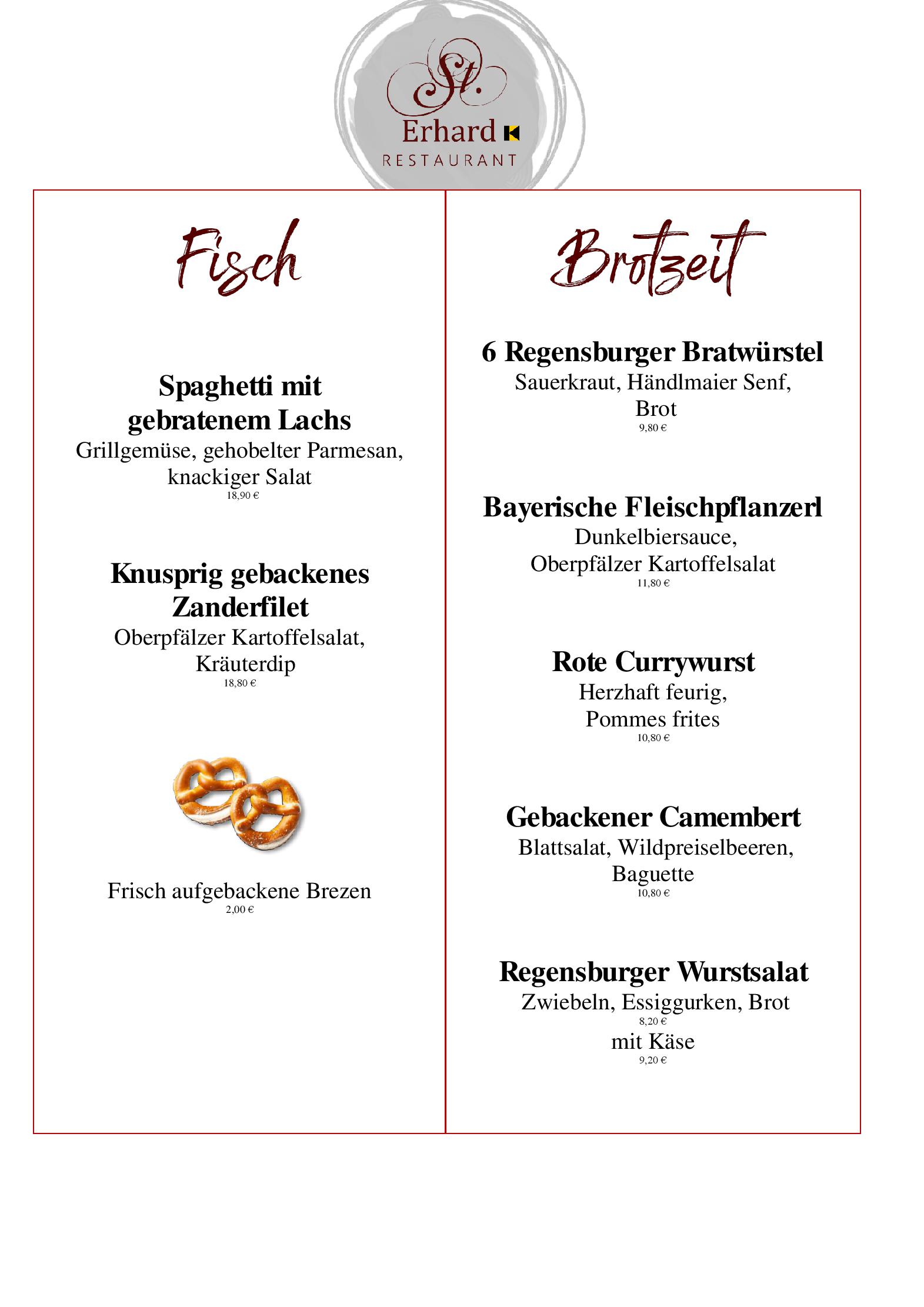 Speisekarte Restaurant St. Erhard im Kolpinghaus in Regensburg, Seite 3