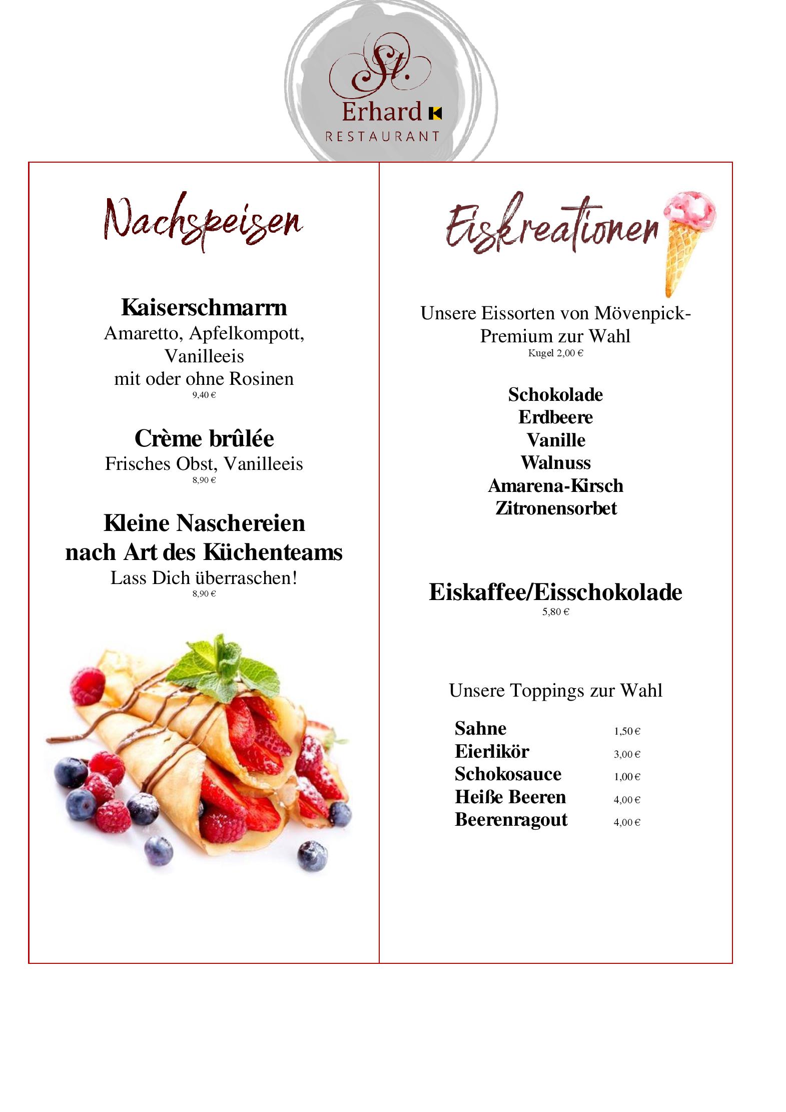 Speisekarte Restaurant St. Erhard im Kolpinghaus in Regensburg, Seite 4