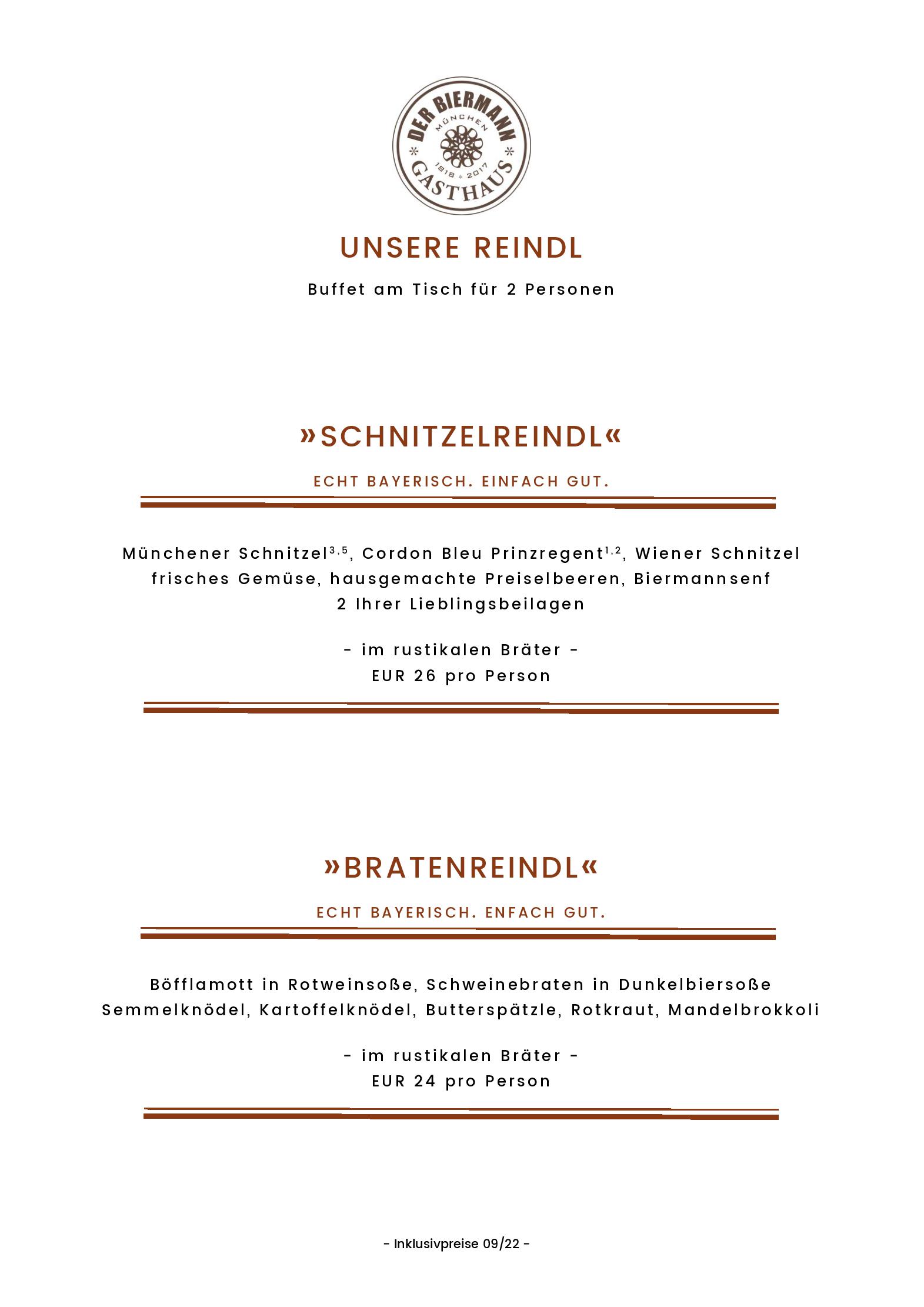 Speisekarte Gasthaus DER BIERMANN in München, Seite 10