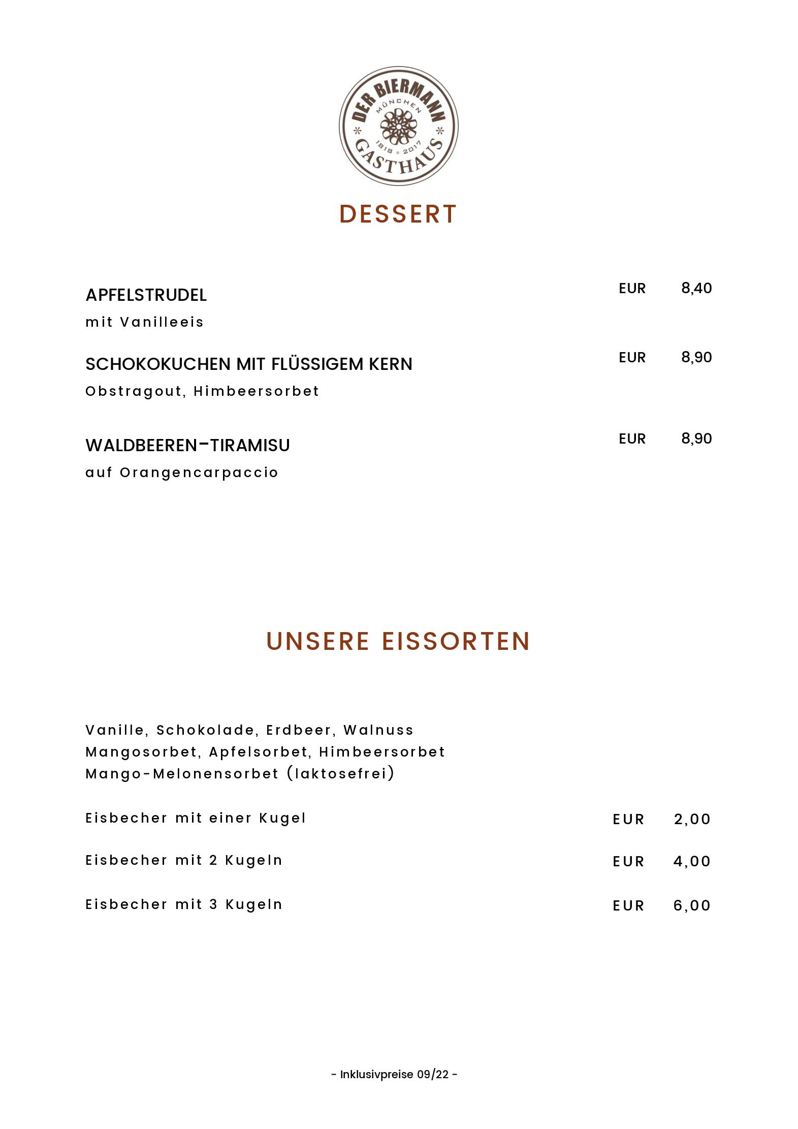 Speisekarte Gasthaus DER BIERMANN in München, Seite 12