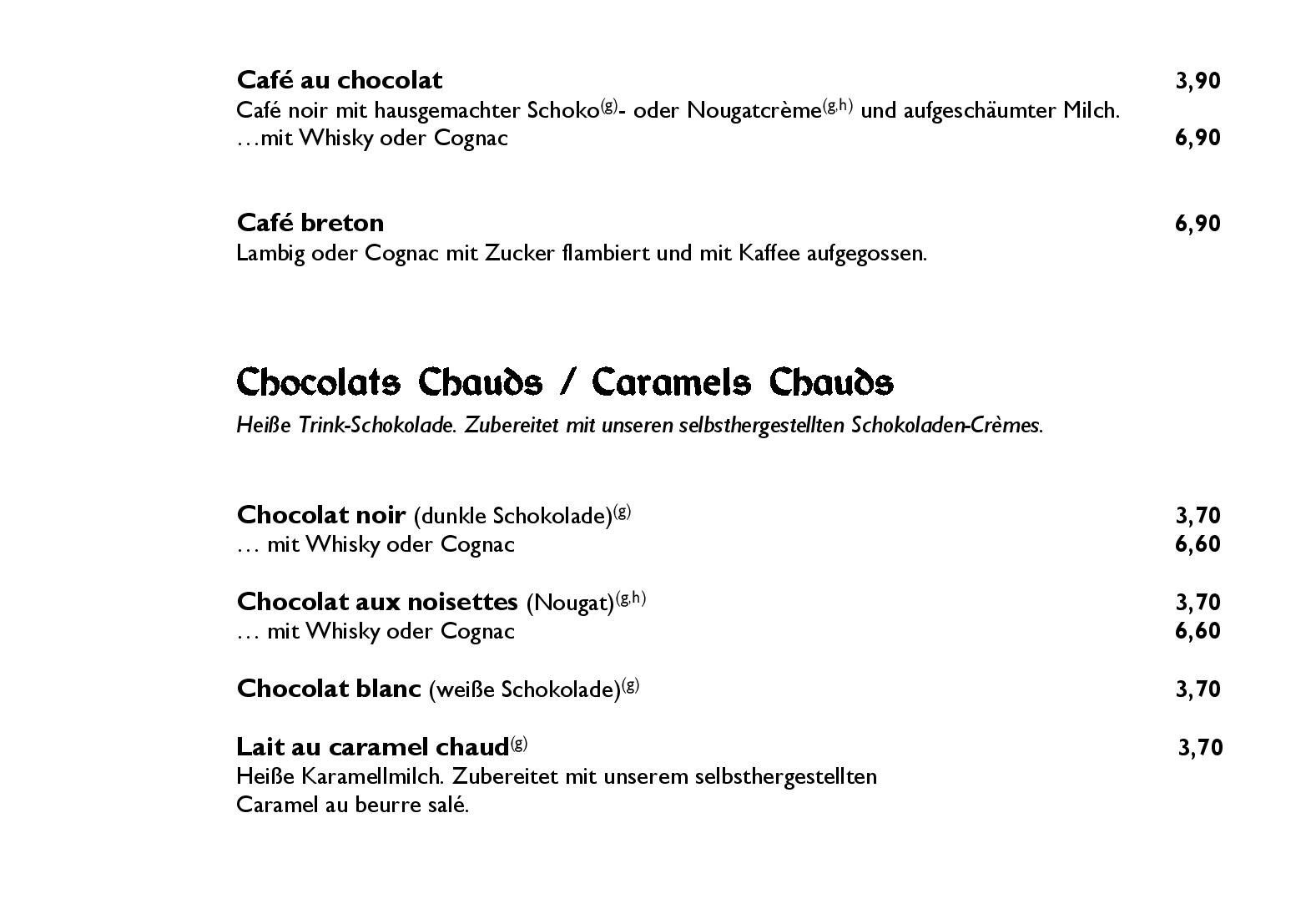 Speisekarte  Blé Noir - Crêperie bretonne • Restaurant • Boutique in Marburg, Seite 17
