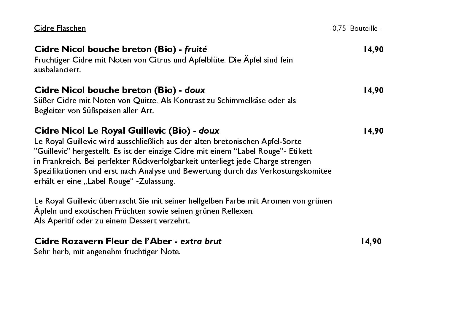 Speisekarte  Blé Noir - Crêperie bretonne • Restaurant • Boutique in Marburg, Seite 28