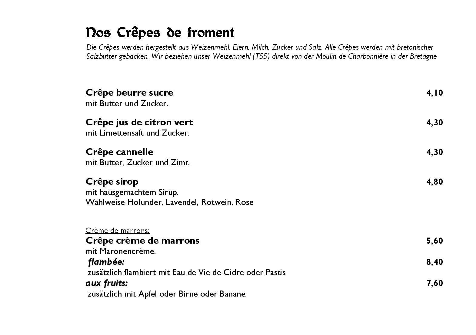 Speisekarte  Blé Noir - Crêperie bretonne • Restaurant • Boutique in Marburg, Seite 9