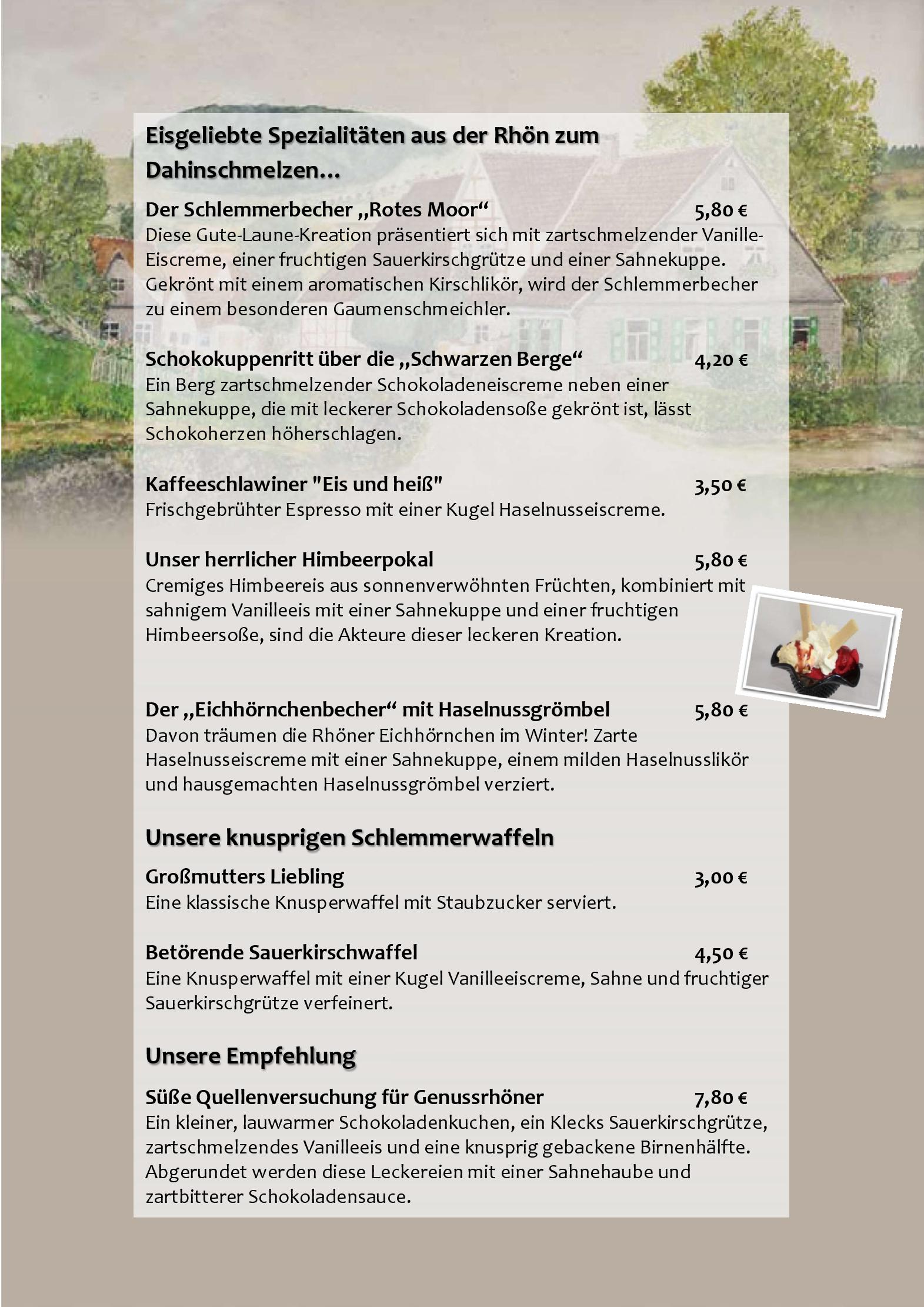 Speisekarte Genussgasthof Fuldaquelle in Gersfeld, Seite 2