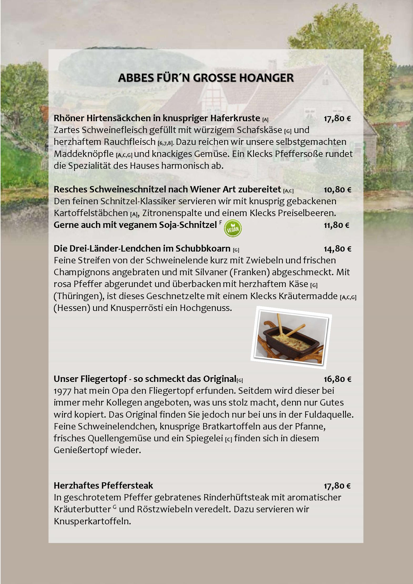 Speisekarte Genussgasthof Fuldaquelle in Gersfeld, Seite 4