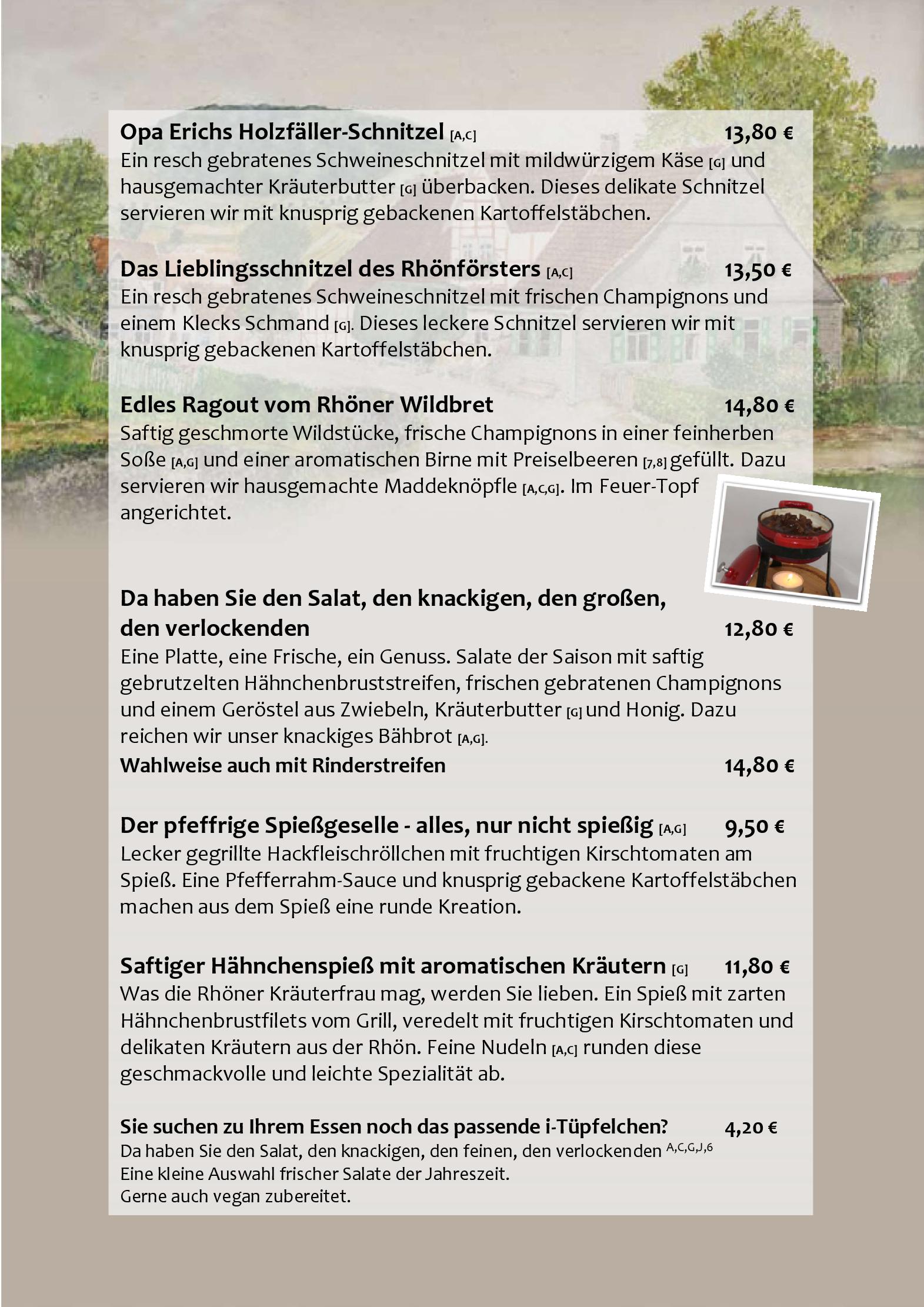 Speisekarte Genussgasthof Fuldaquelle in Gersfeld, Seite 5