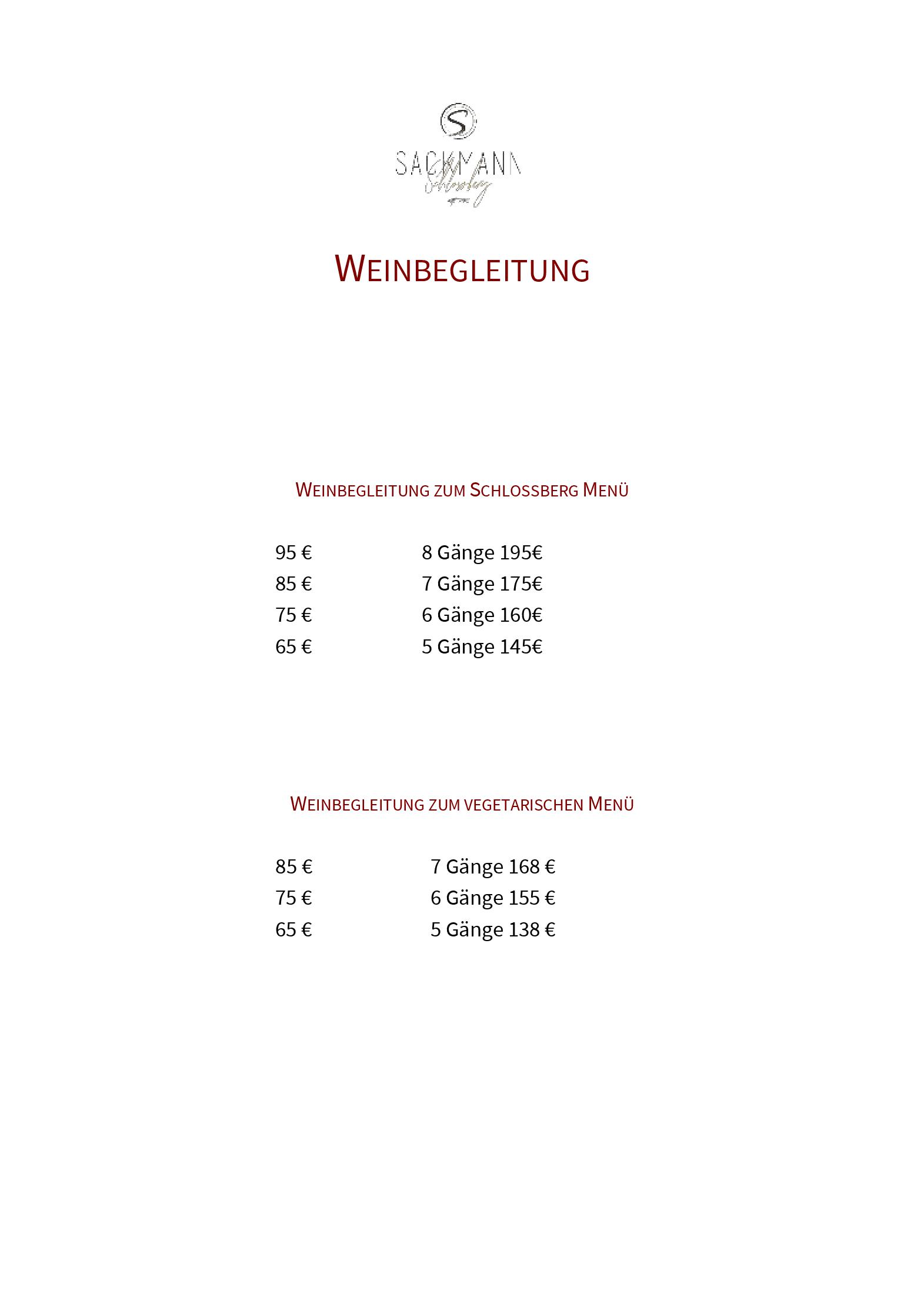Speisekarte Schlossberg im Hotel Sackmann in Baiersbronn, Seite 3