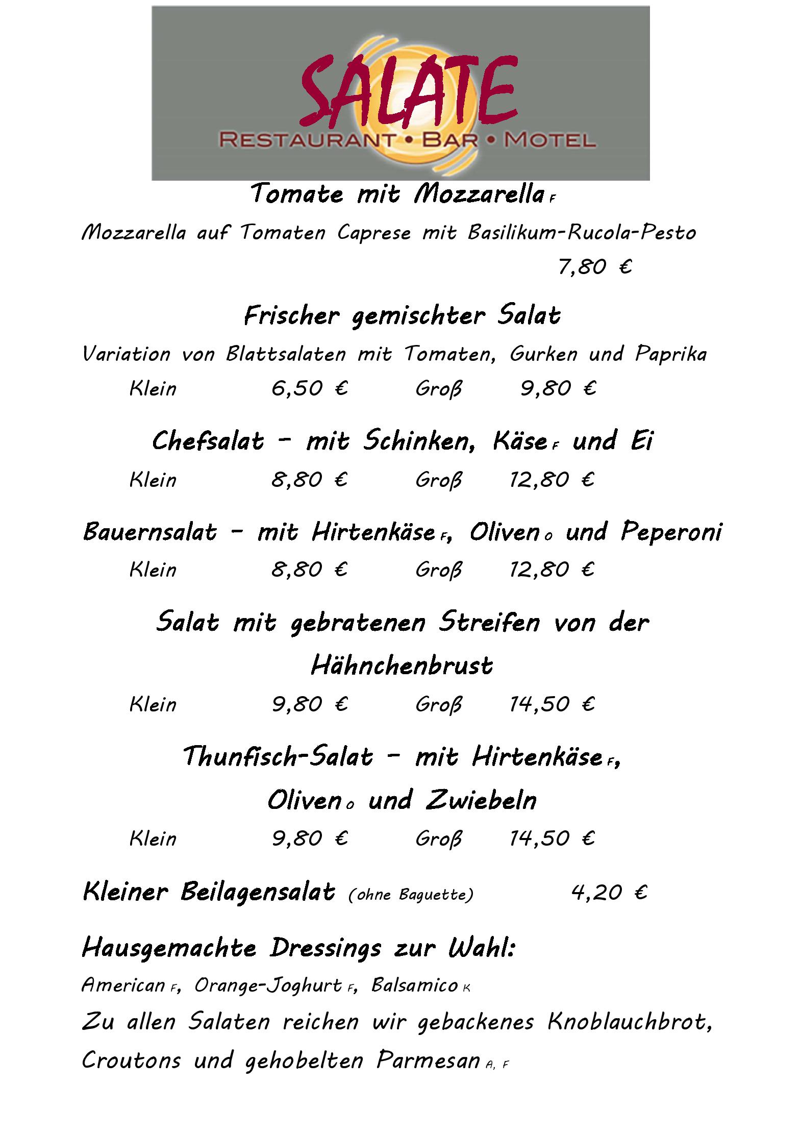 Speisekarte ZENTRALE Restaurant & Motel in Kisdorf, Seite 1