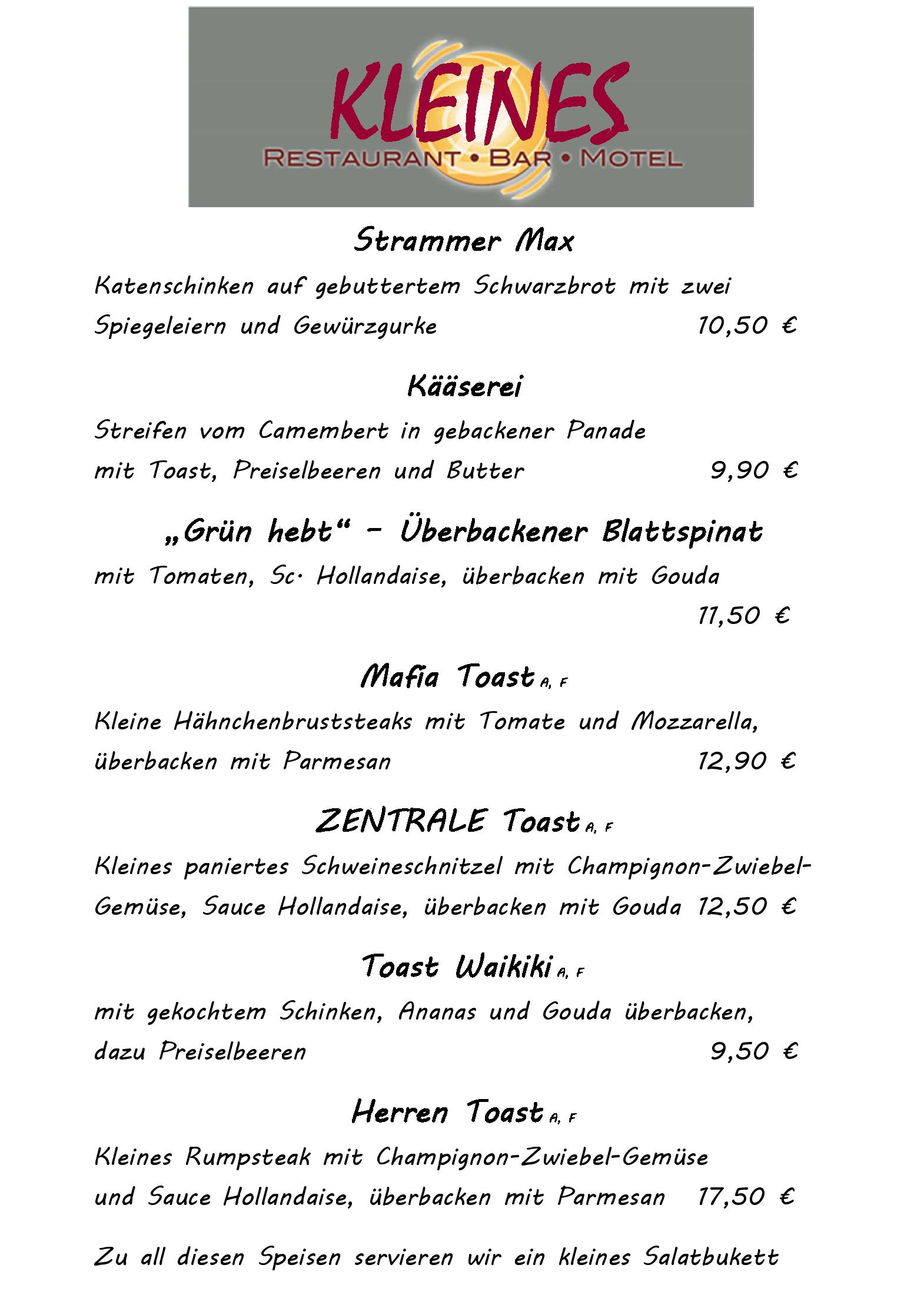Speisekarte ZENTRALE Restaurant & Motel in Kisdorf, Seite 4