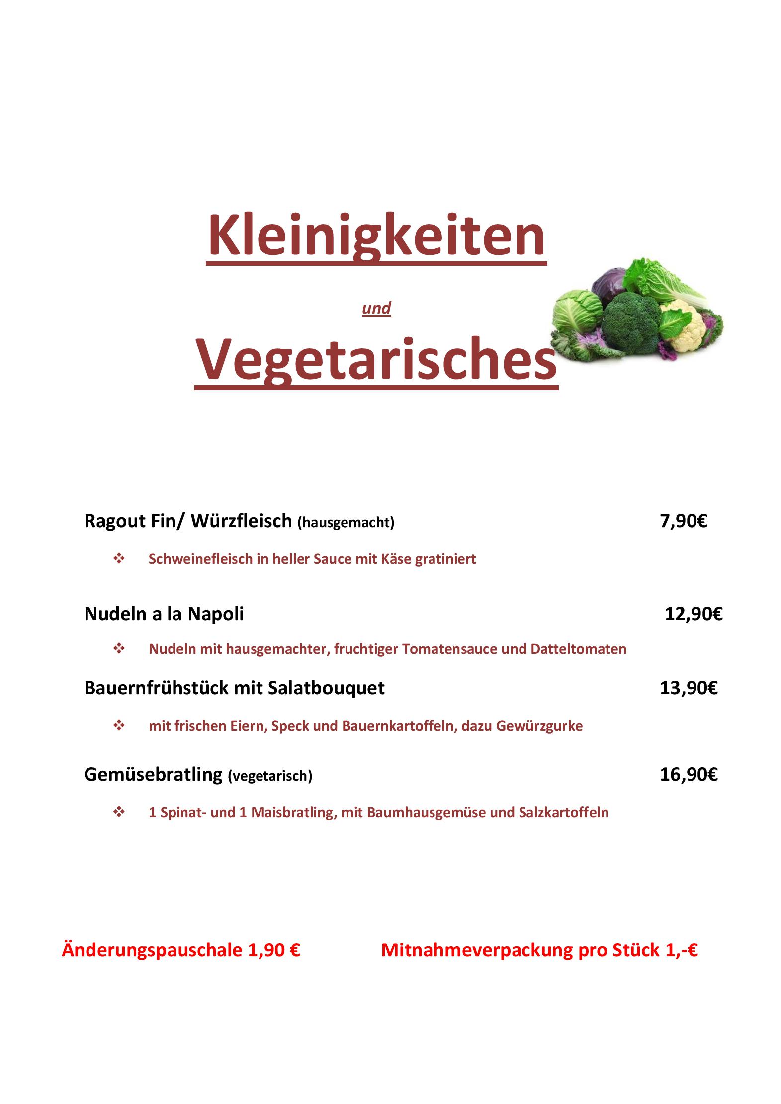 Speisekarte Hotel-Restaurant Baumhaus/ GbR Massa/Schneider in Elmenhorst, Seite 2