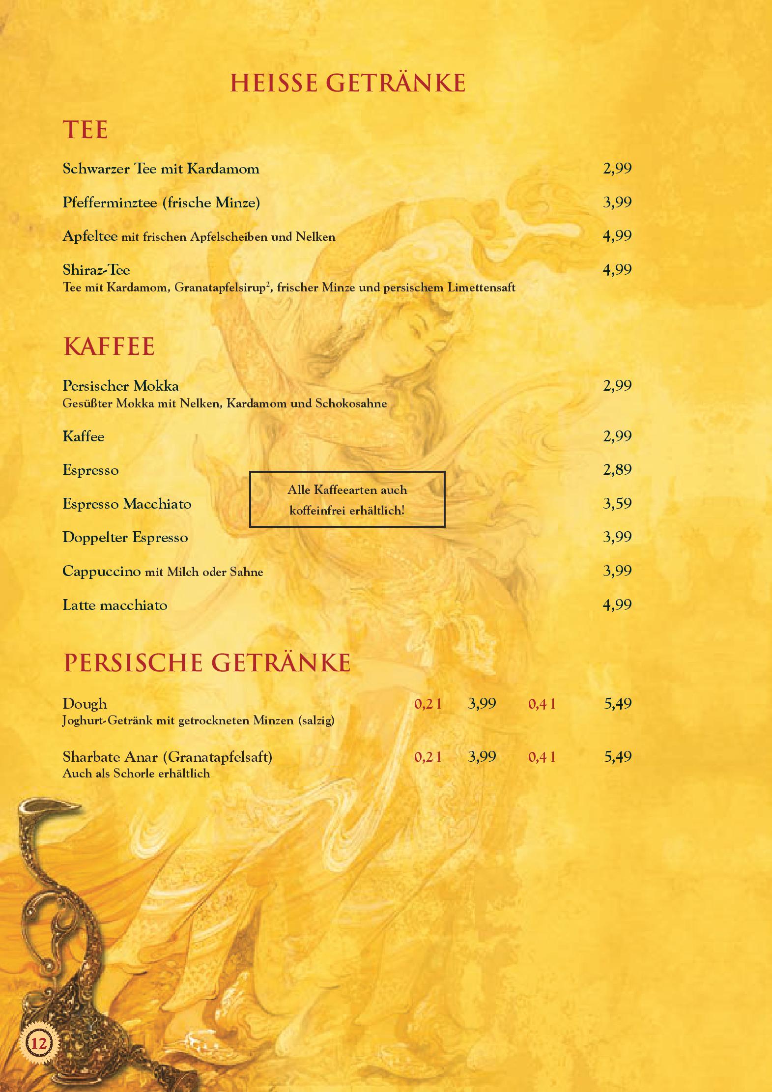 Speisekarte Restaurant Shiraz in Darmstadt, Seite 12