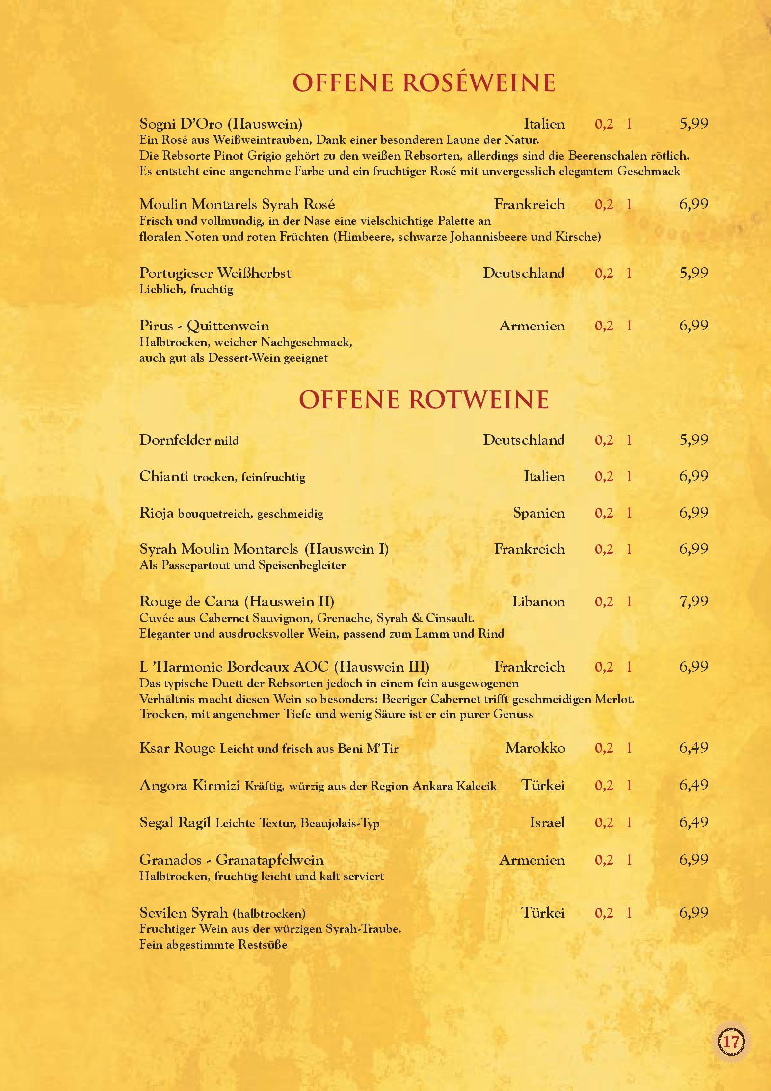 Speisekarte Restaurant Shiraz in Darmstadt, Seite 17