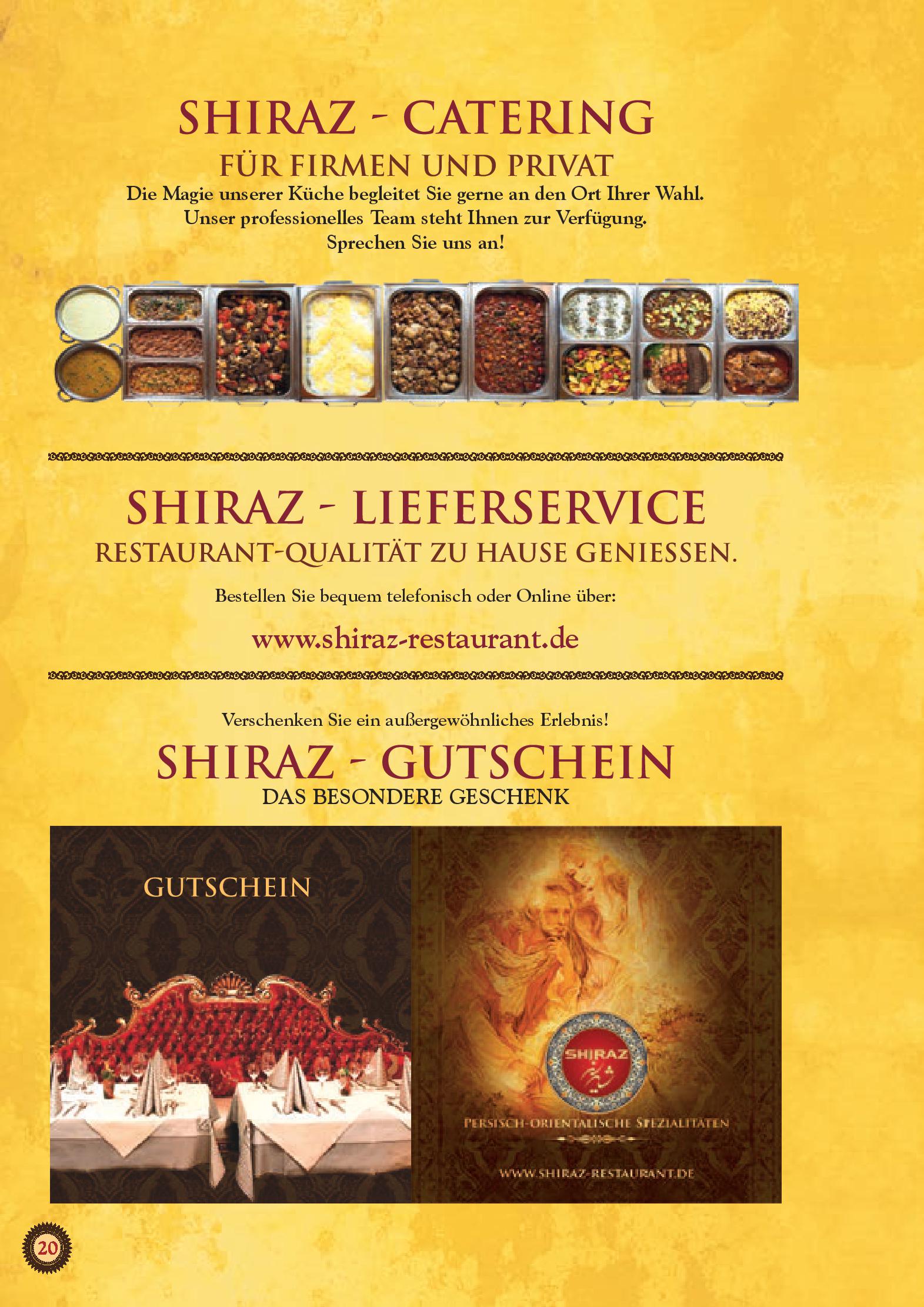 Speisekarte Restaurant Shiraz in Darmstadt, Seite 20