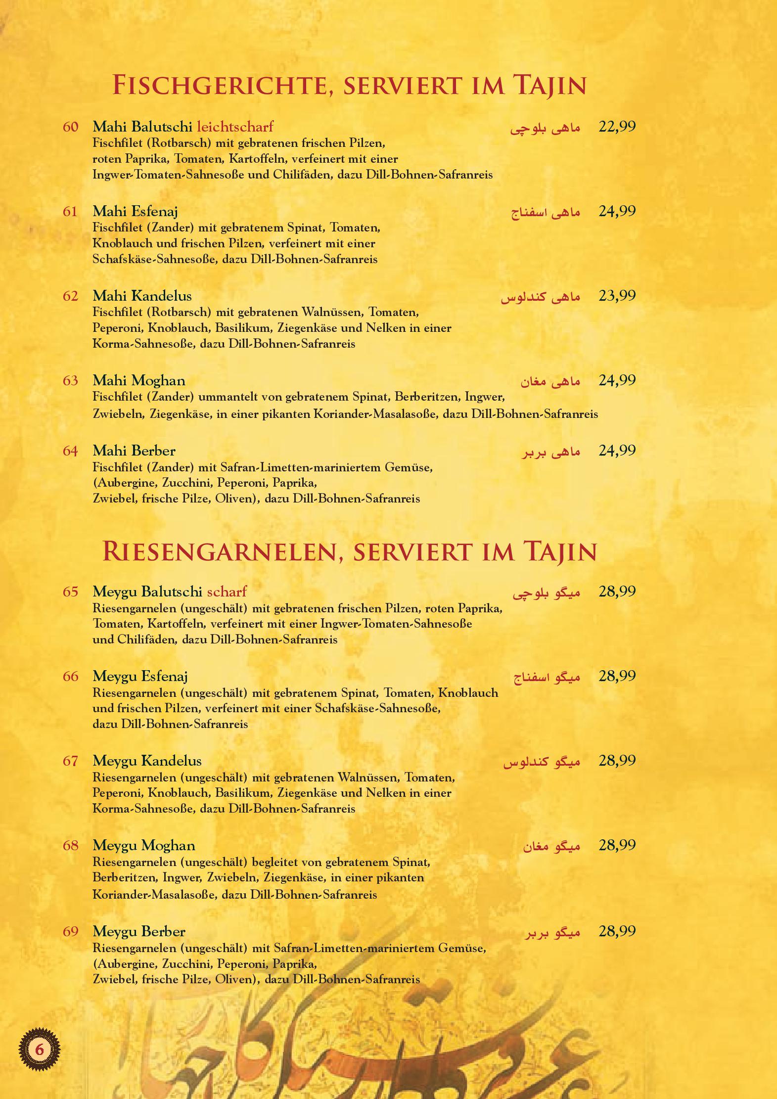 Speisekarte Restaurant Shiraz in Darmstadt, Seite 6
