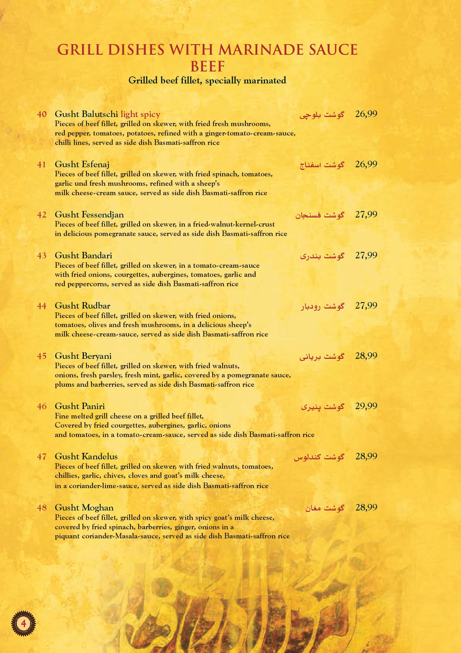 Speisekarte Restaurant Shiraz in Darmstadt, Seite 24
