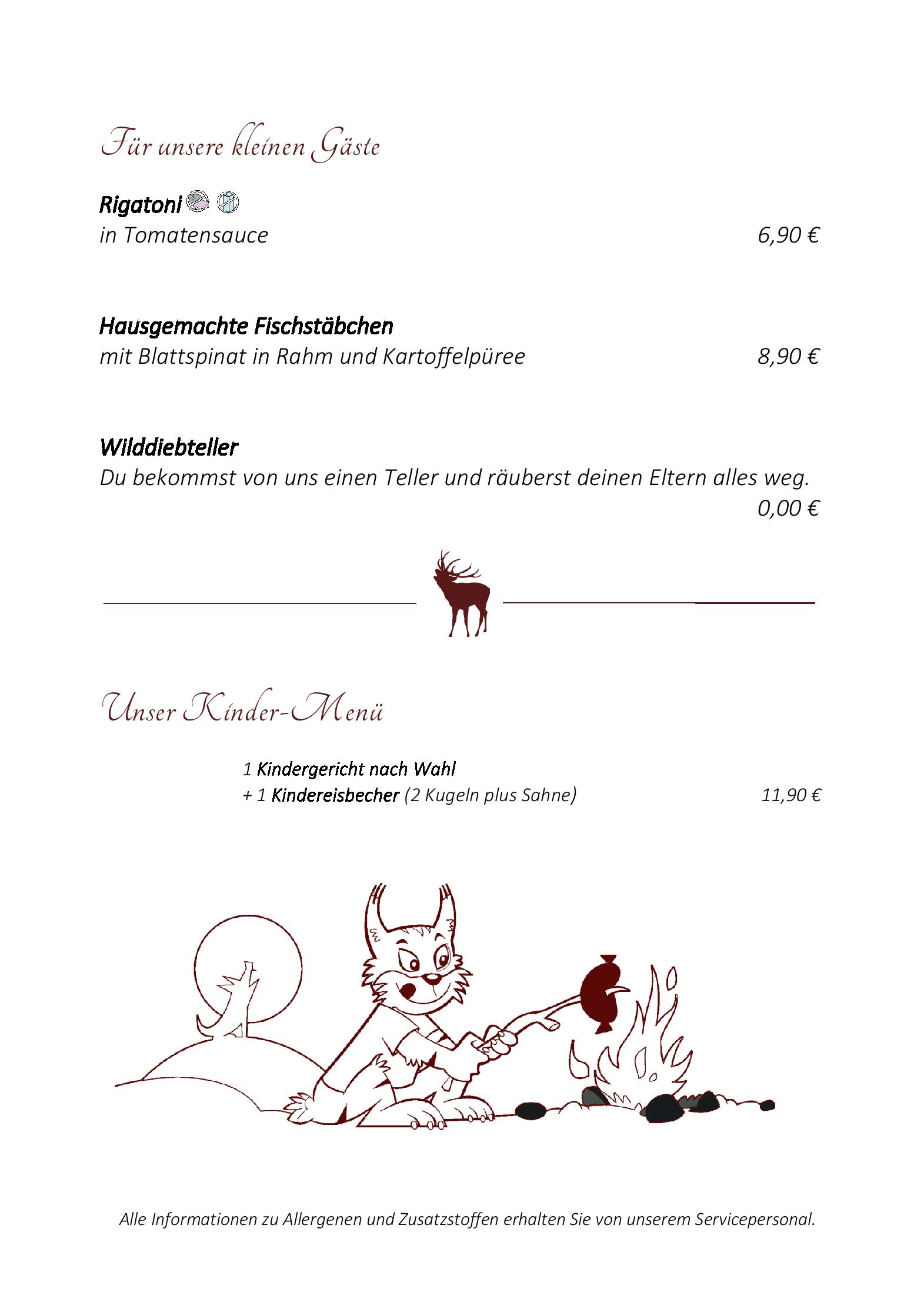 Speisekarte Wildpark-Restaurant Schwarze Berge in Rosengarten, Seite 6