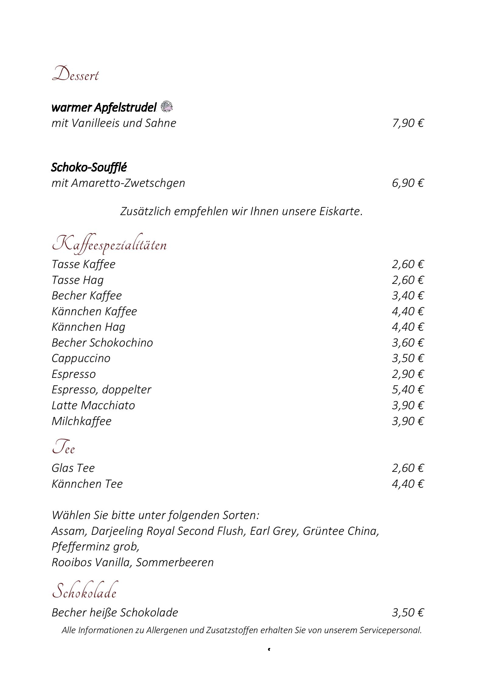 Speisekarte Wildpark-Restaurant Schwarze Berge in Rosengarten, Seite 7