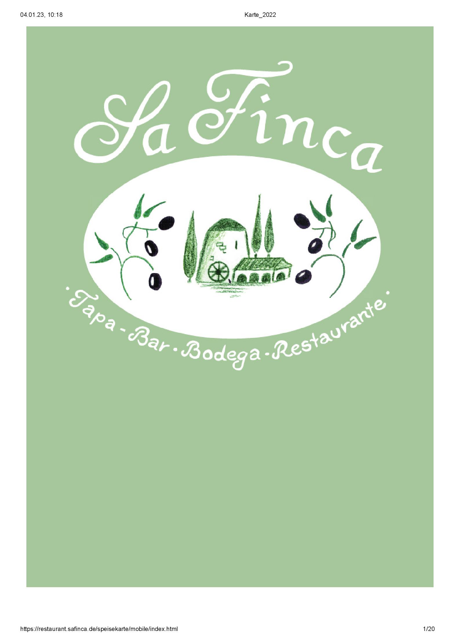 Speisekarte Sa Finca in Bonn, Seite 1