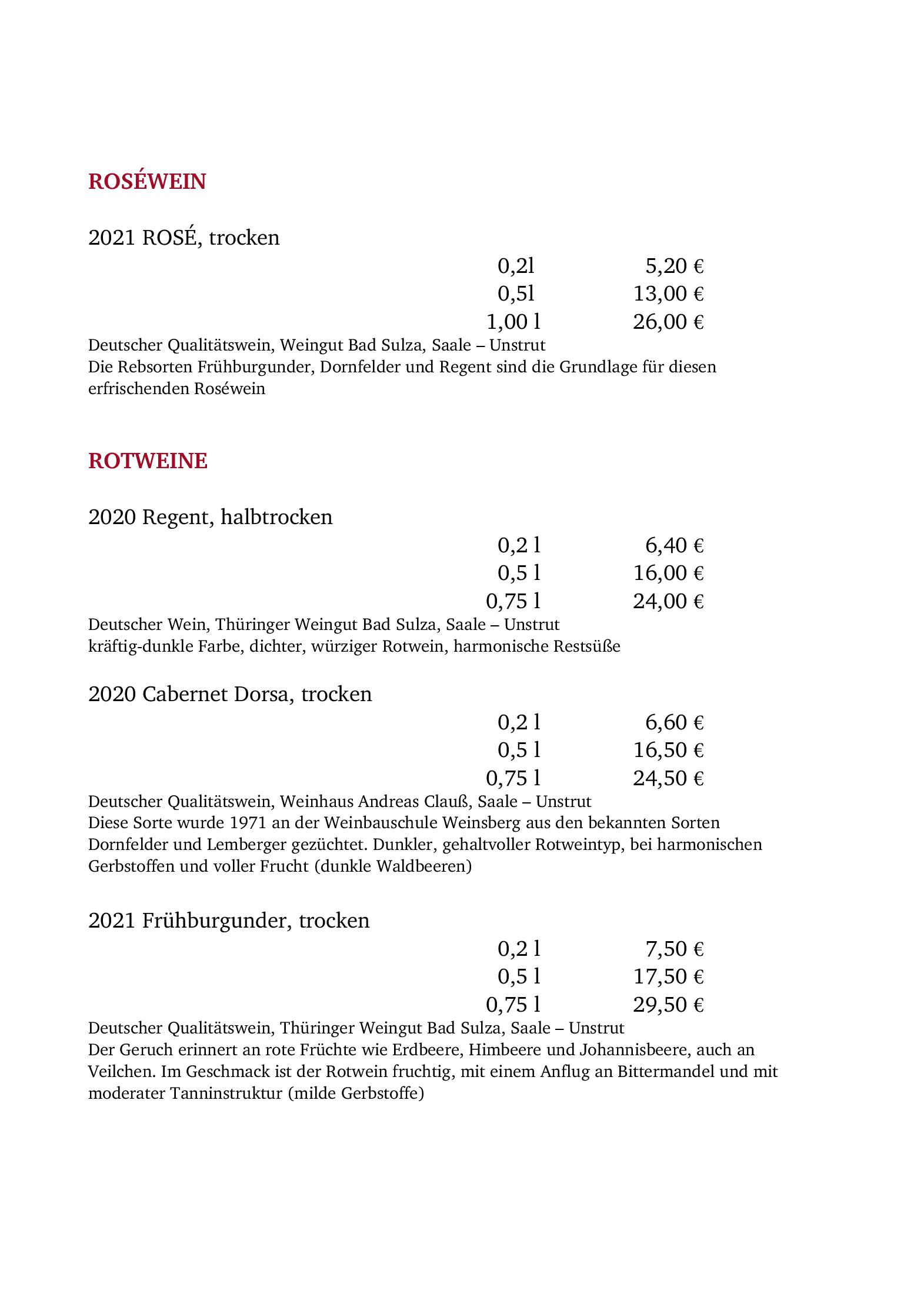 Speisekarte Alt Jena Wirtshaus & Weinstube in Jena, Seite 13
