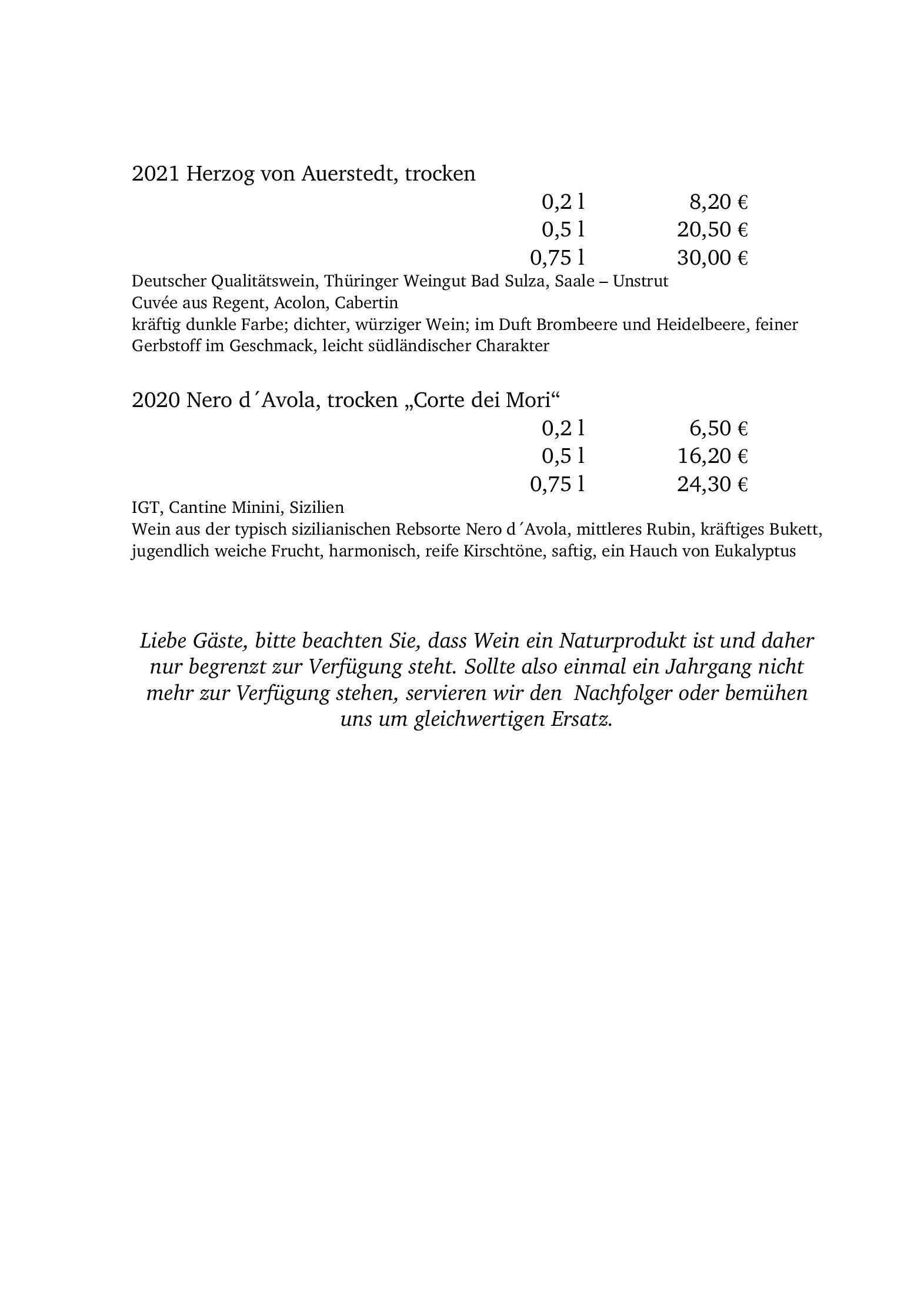 Speisekarte Alt Jena Wirtshaus & Weinstube in Jena, Seite 14
