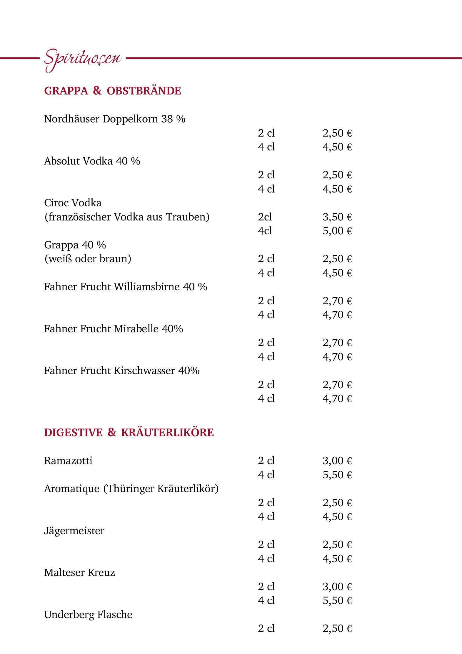 Speisekarte Alt Jena Wirtshaus & Weinstube in Jena, Seite 18