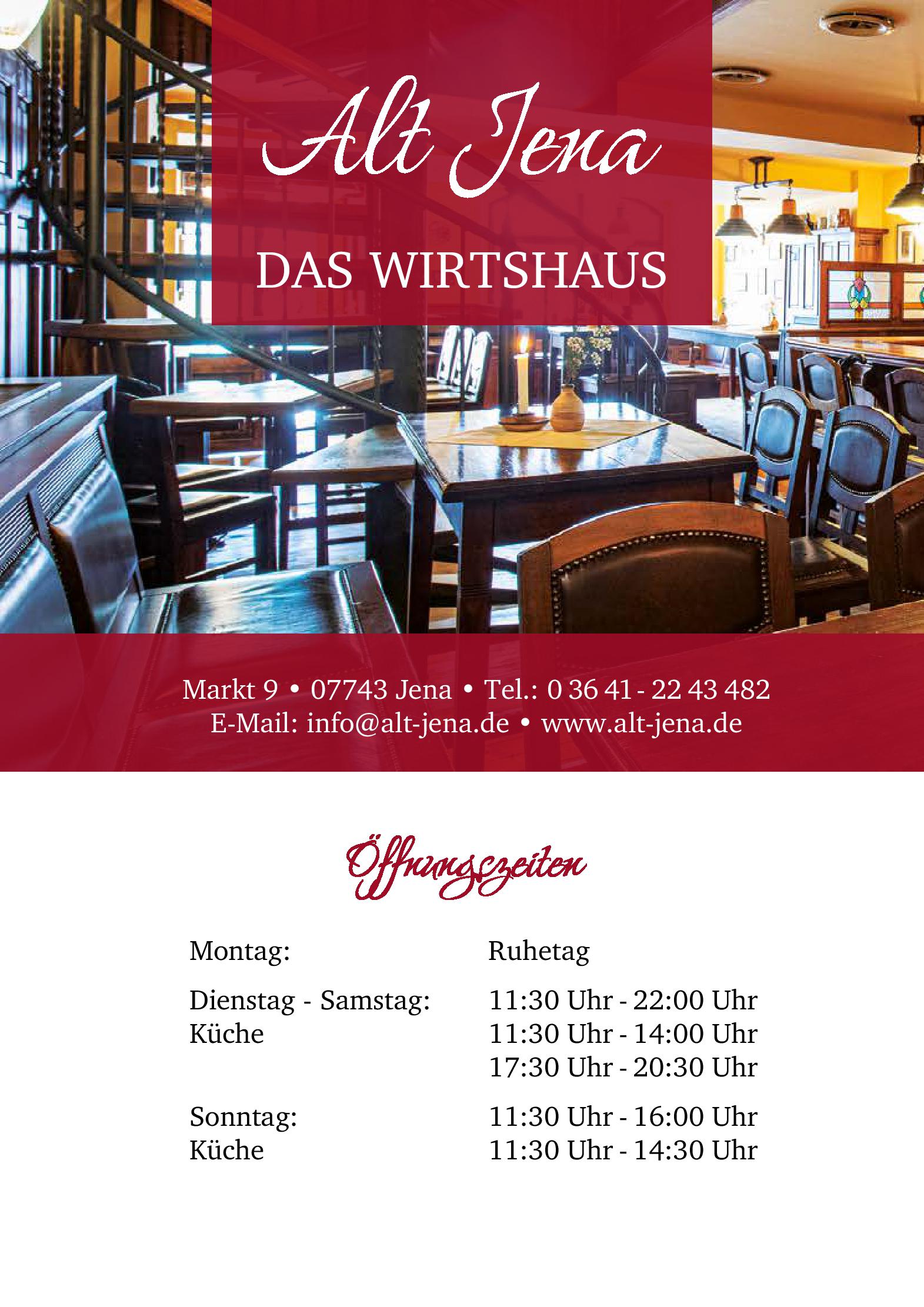 Speisekarte Alt Jena Wirtshaus & Weinstube in Jena, Seite 2