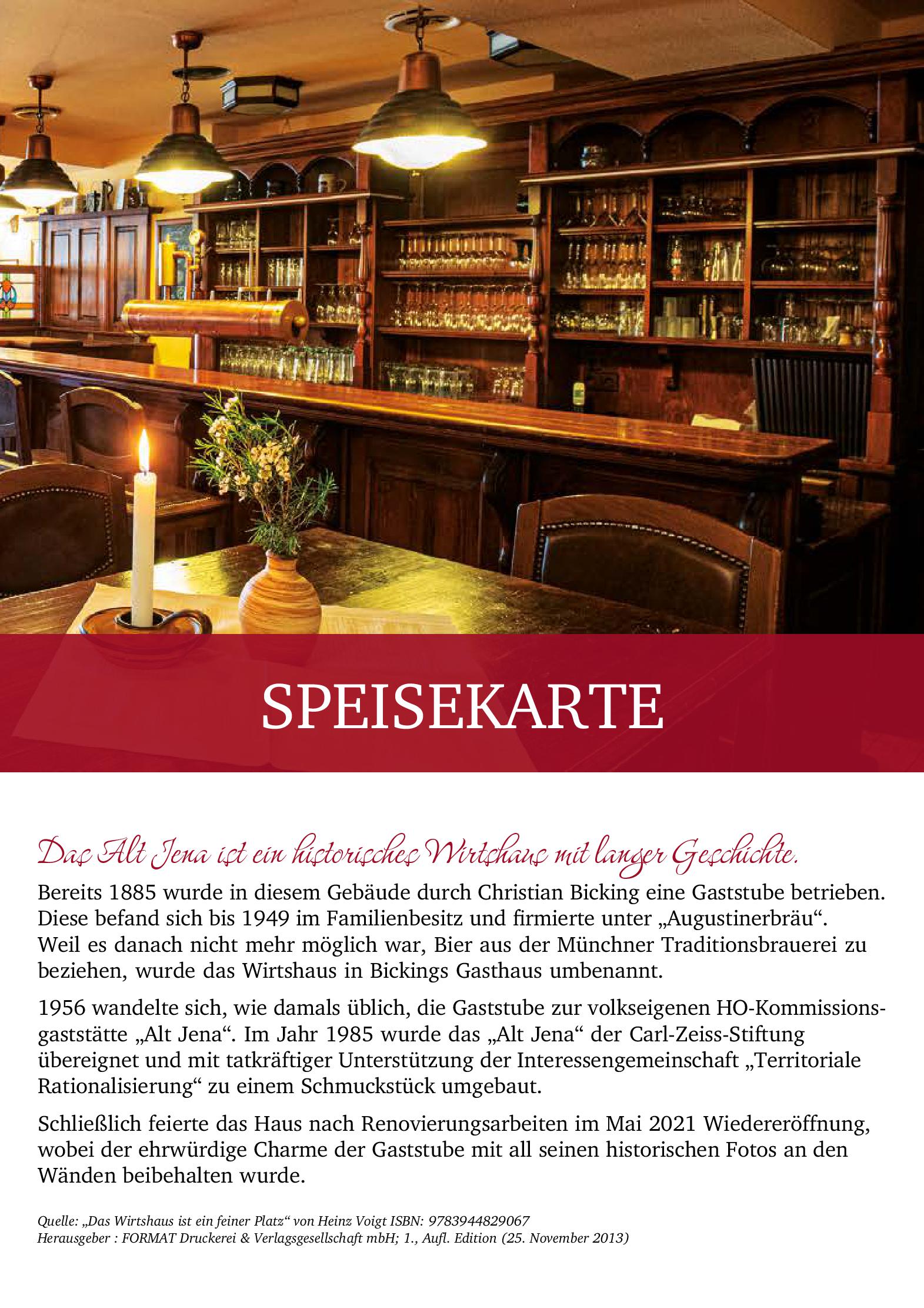 Speisekarte Alt Jena Wirtshaus & Weinstube in Jena, Seite 3