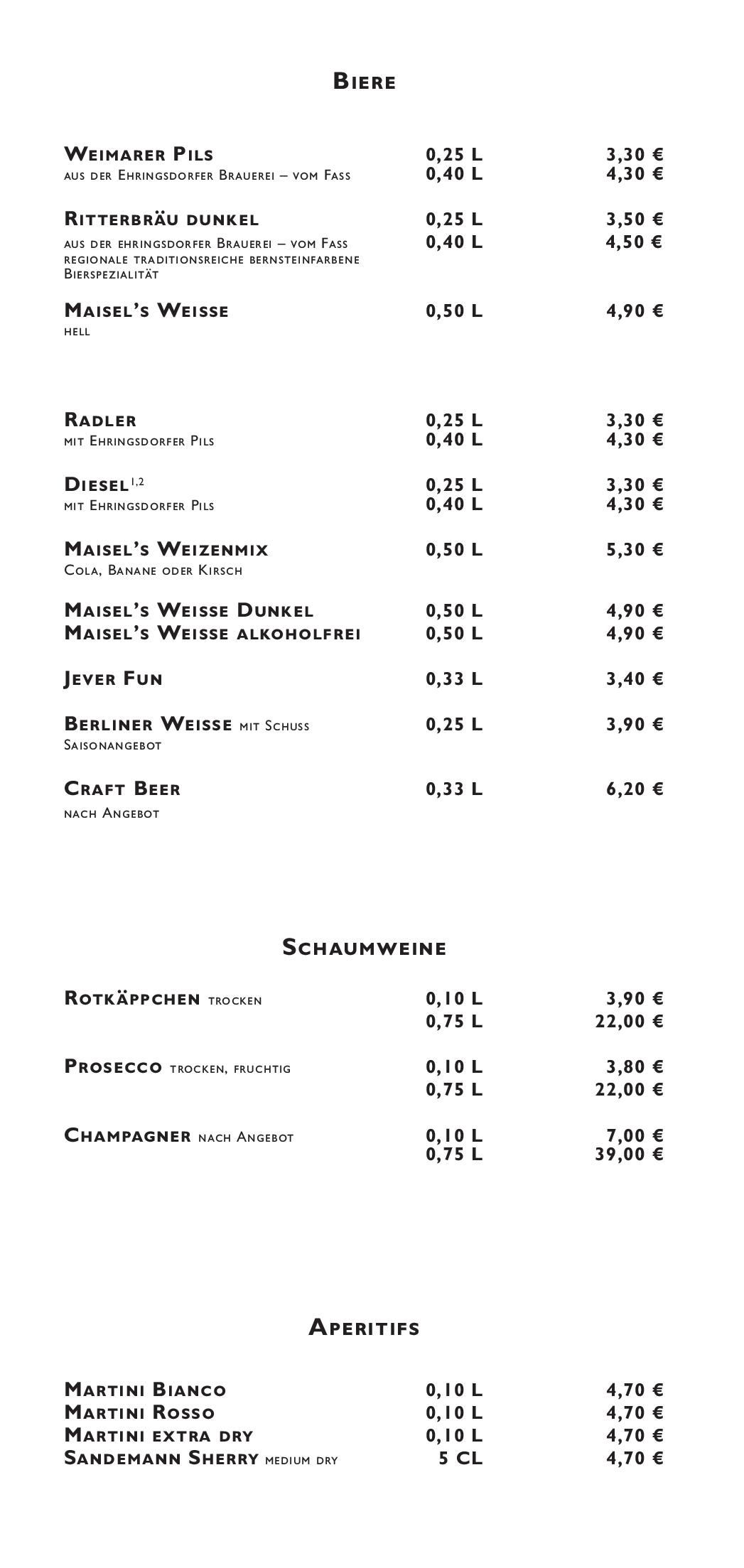Speisekarte Stilbruch in Jena, Seite 19