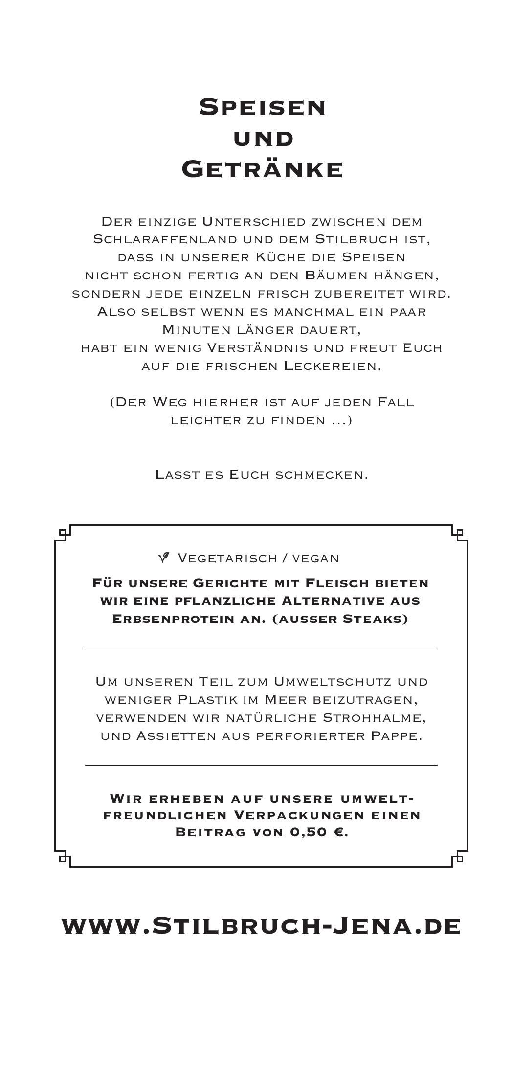 Speisekarte Stilbruch in Jena, Seite 3