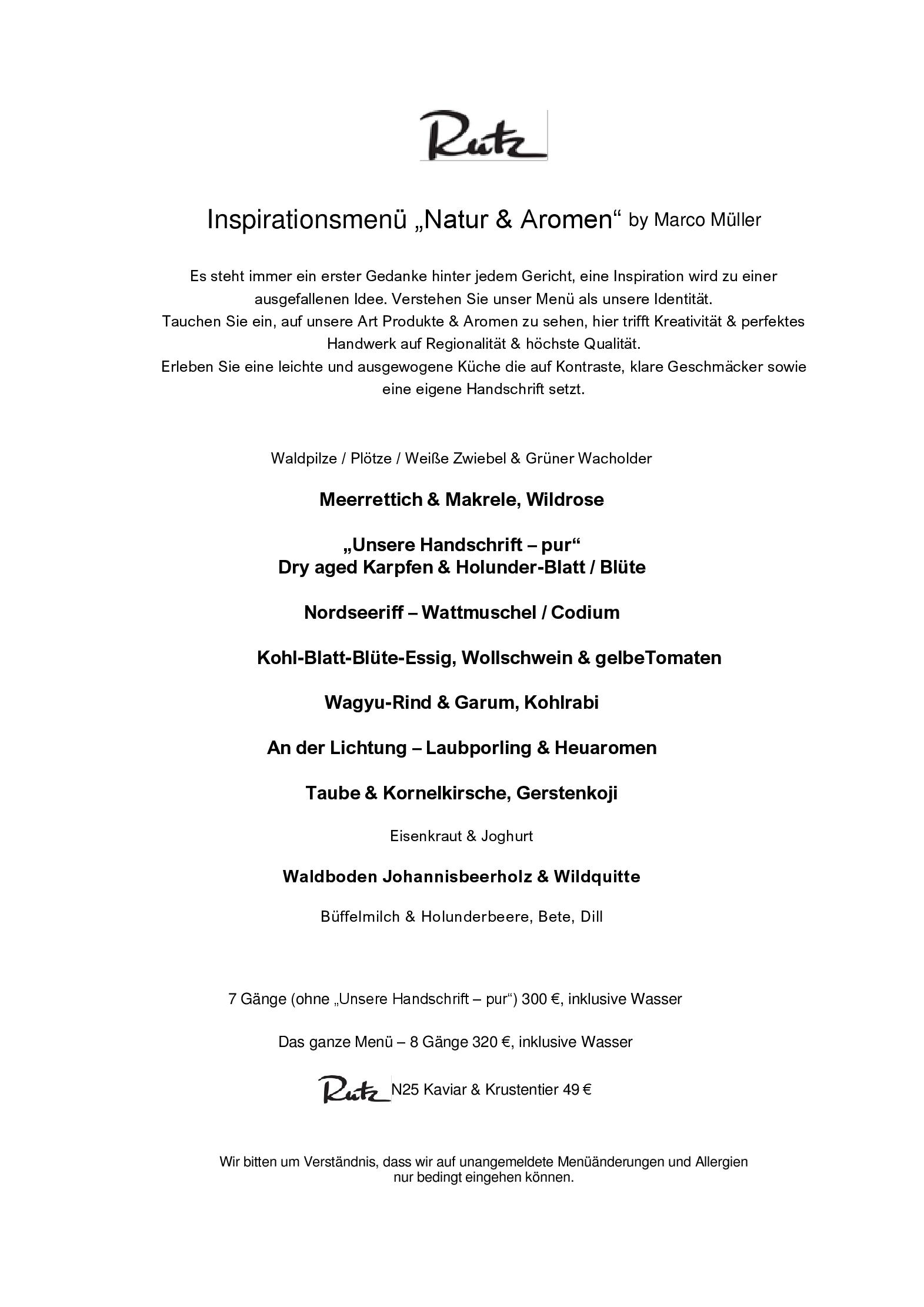 Speisekarte Rutz Restaurant in Berlin, Seite 2