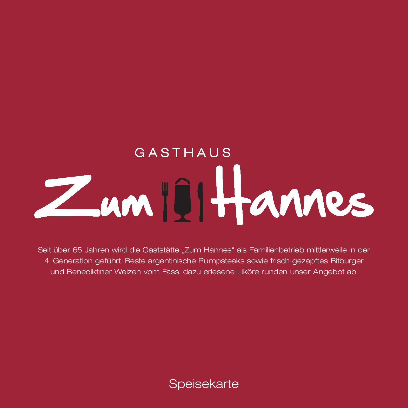 Speisekarte Gasthaus Zum Hannes in Welschneudorf, Seite 1