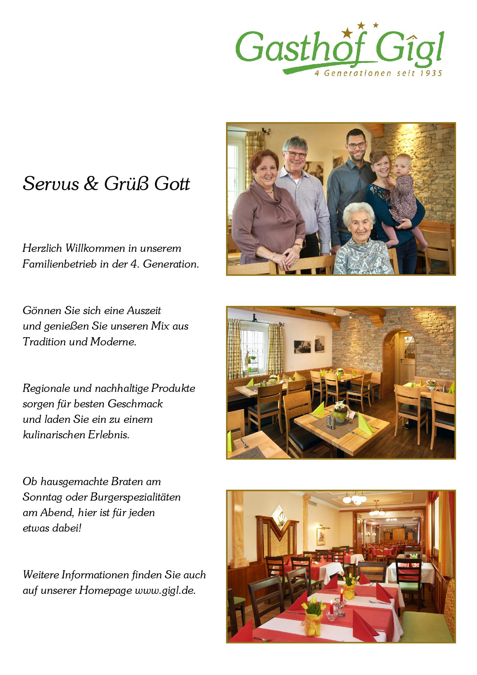 Speisekarte Gasthof Gigl in Neustadt an der Donau, Seite 1