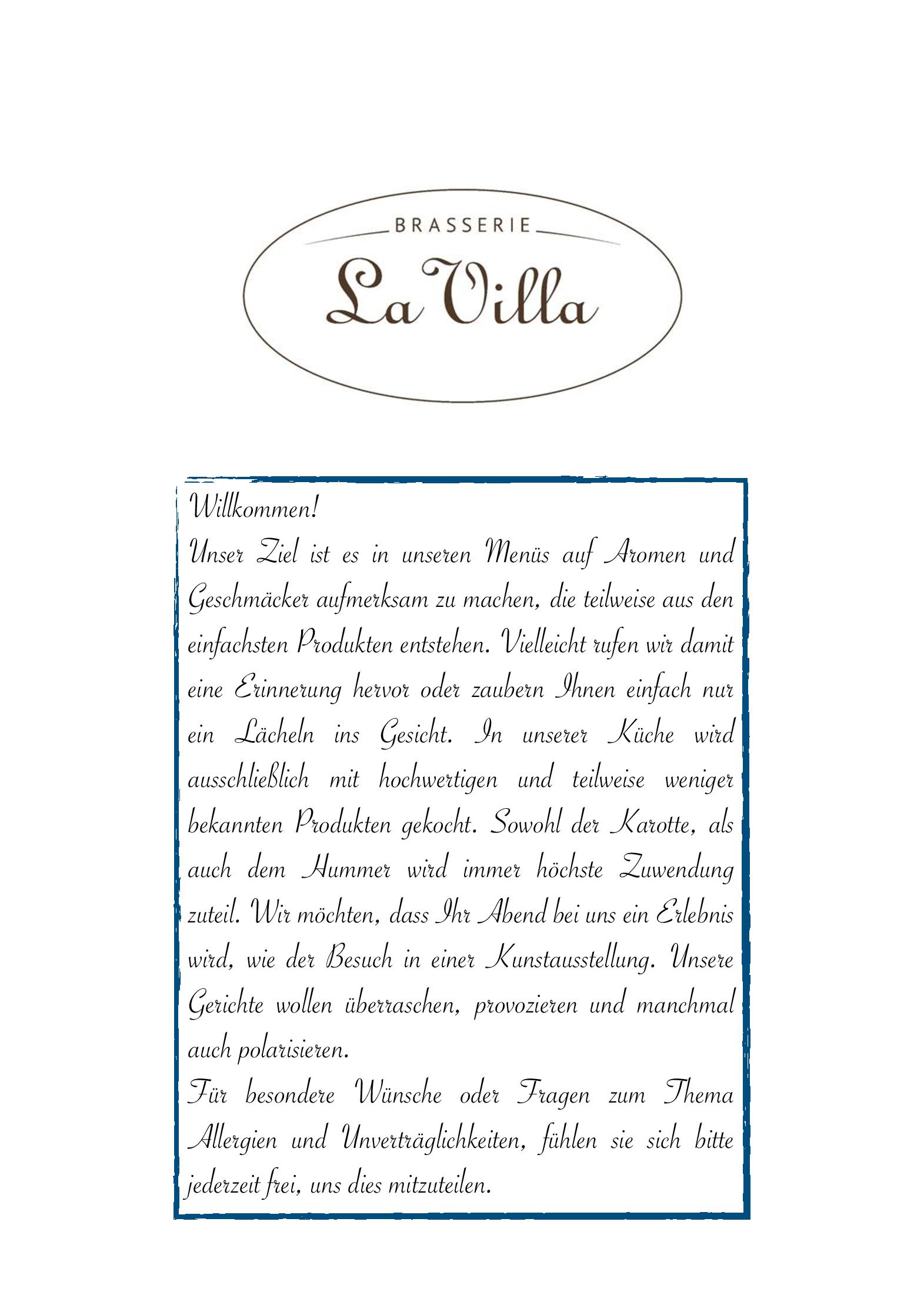 Speisekarte La Villa in Bamberg, Seite 1