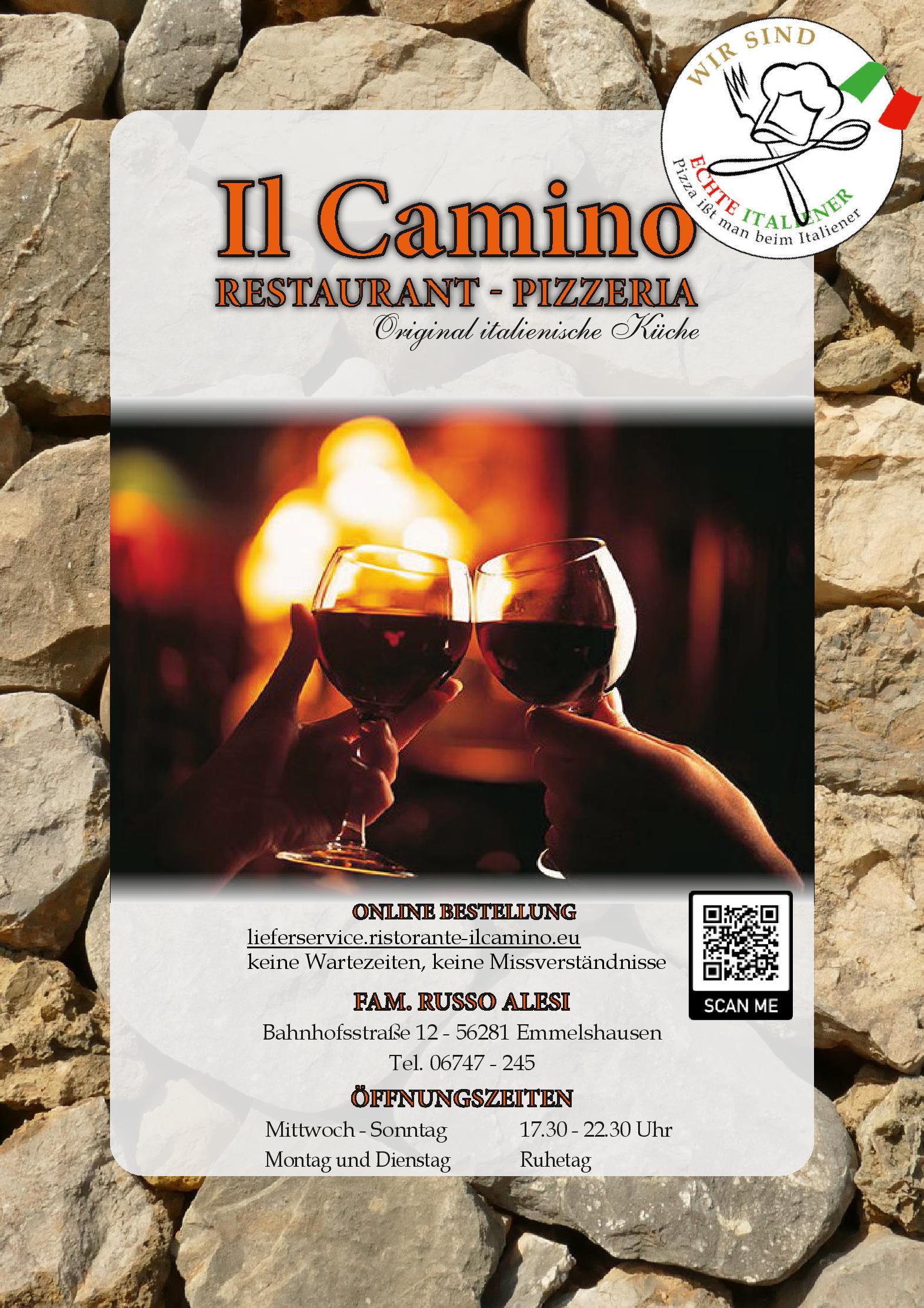 Speisekarte Ristorante Pizzeria Il Camino in Emmelshausen, Seite 1