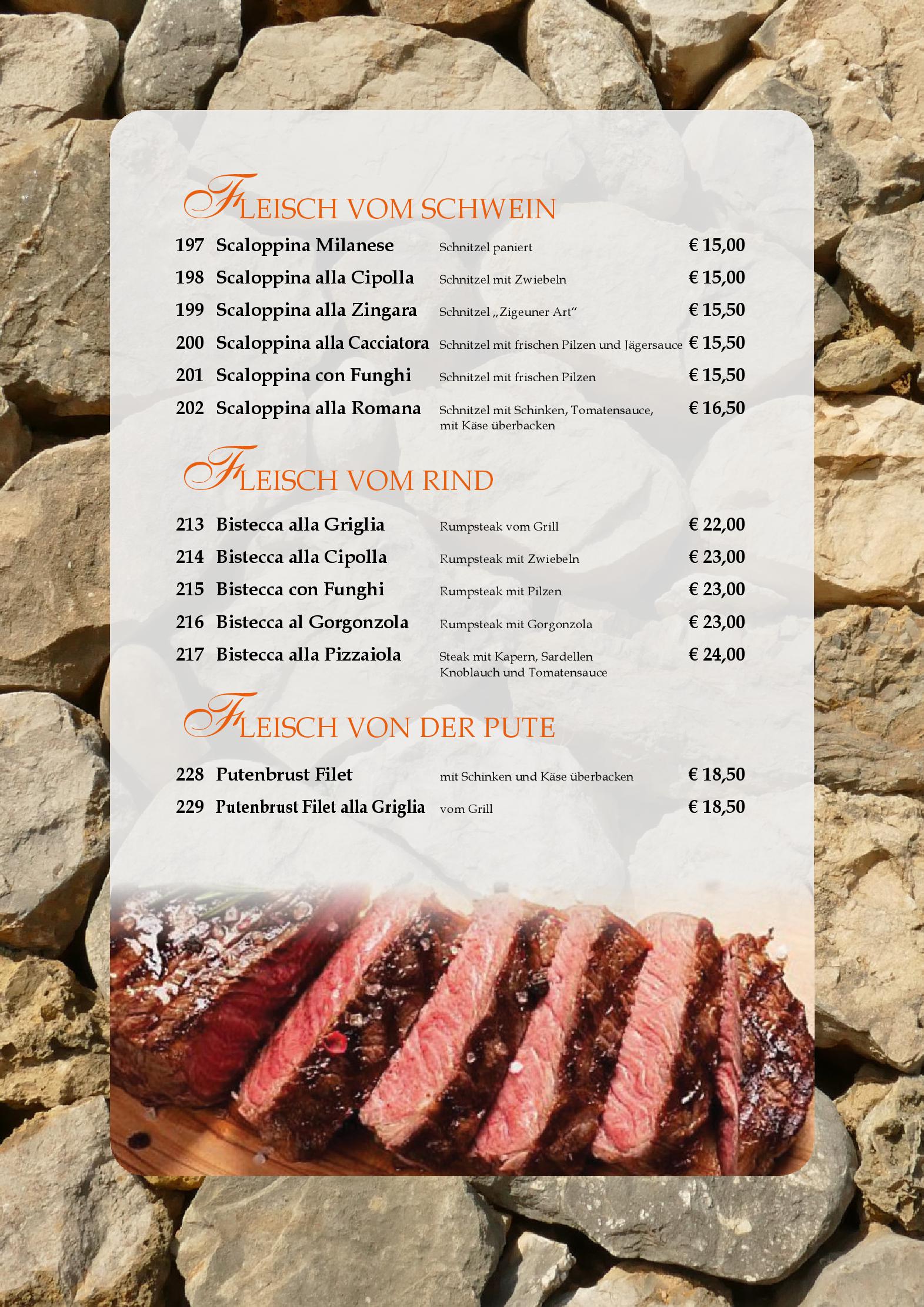 Speisekarte Ristorante Pizzeria Il Camino in Emmelshausen, Seite 10