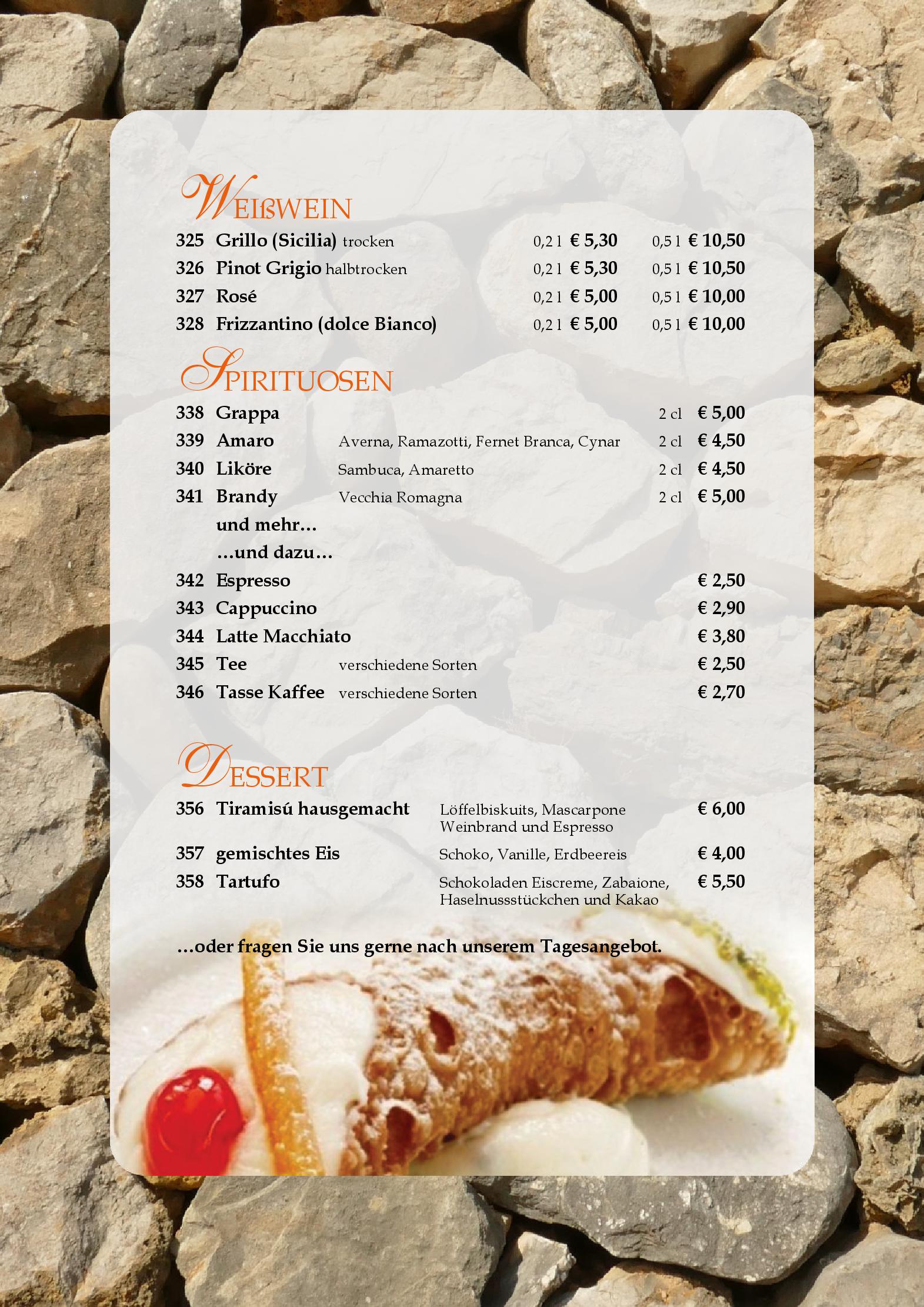Speisekarte Ristorante Pizzeria Il Camino in Emmelshausen, Seite 13