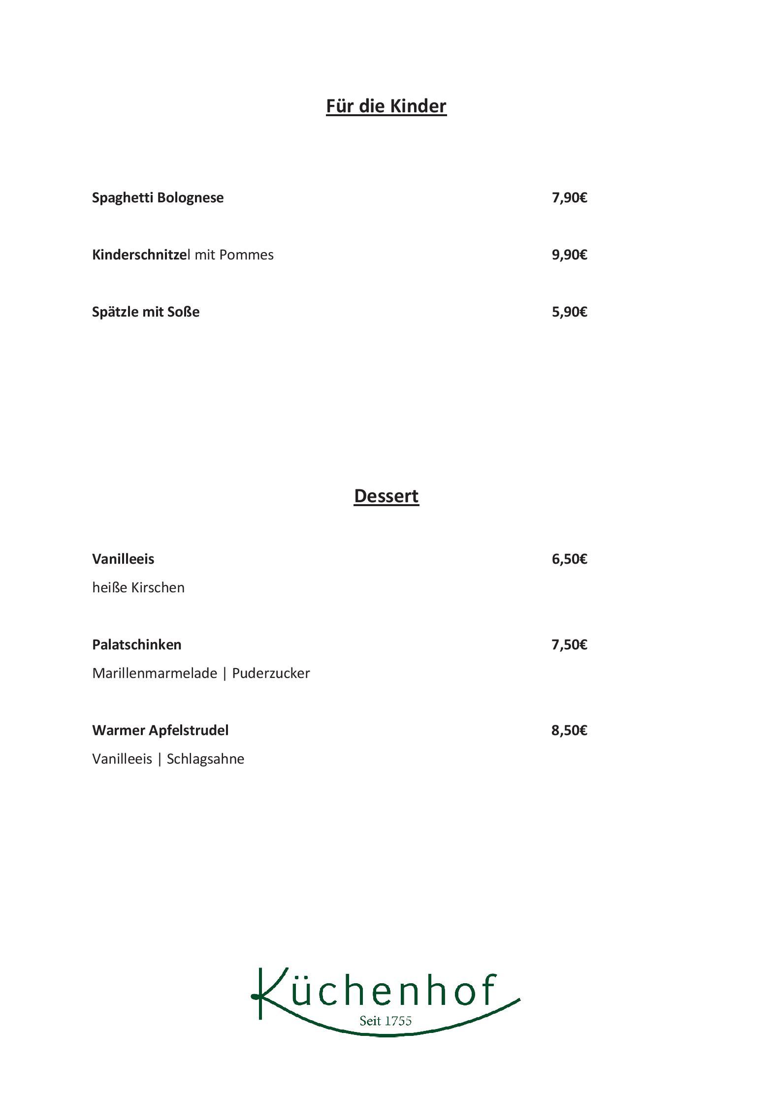 Speisekarte Gasthaus Küchenhof in Odenthal, Seite 3