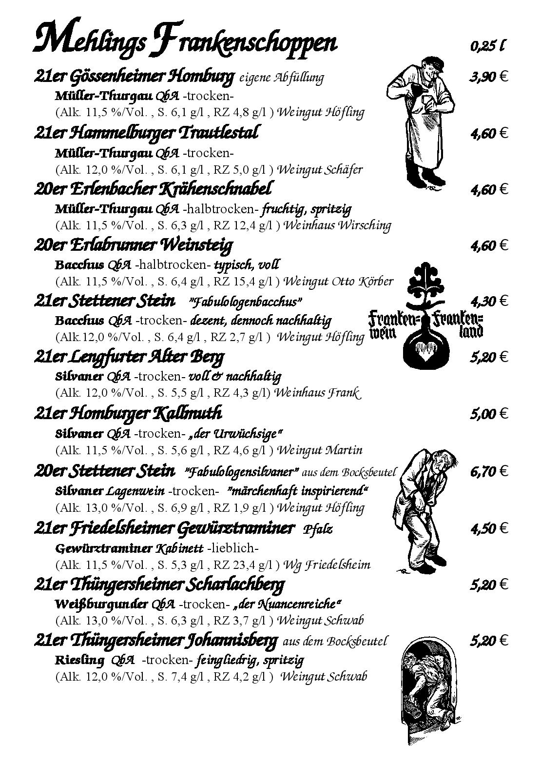 Speisekarte Weinhaus Mehling in Lohr am Main, Seite 2