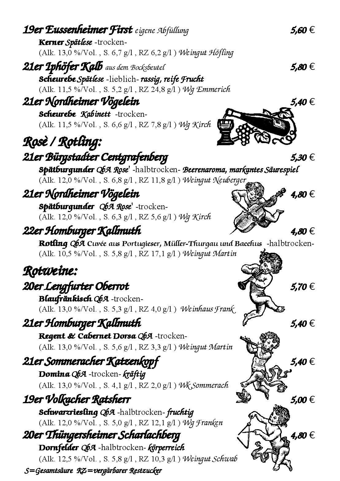 Speisekarte Weinhaus Mehling in Lohr am Main, Seite 3