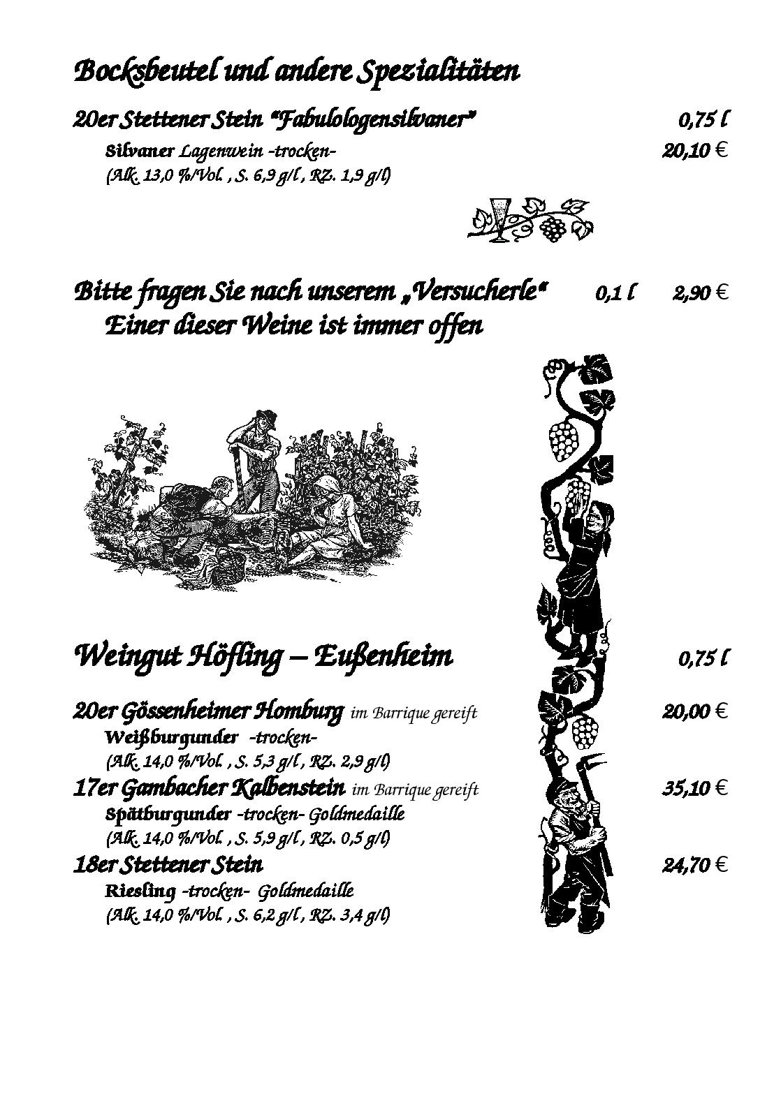 Speisekarte Weinhaus Mehling in Lohr am Main, Seite 4