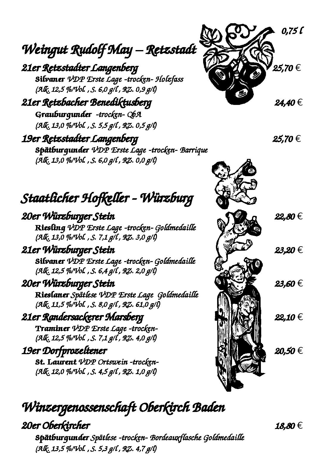 Speisekarte Weinhaus Mehling in Lohr am Main, Seite 5