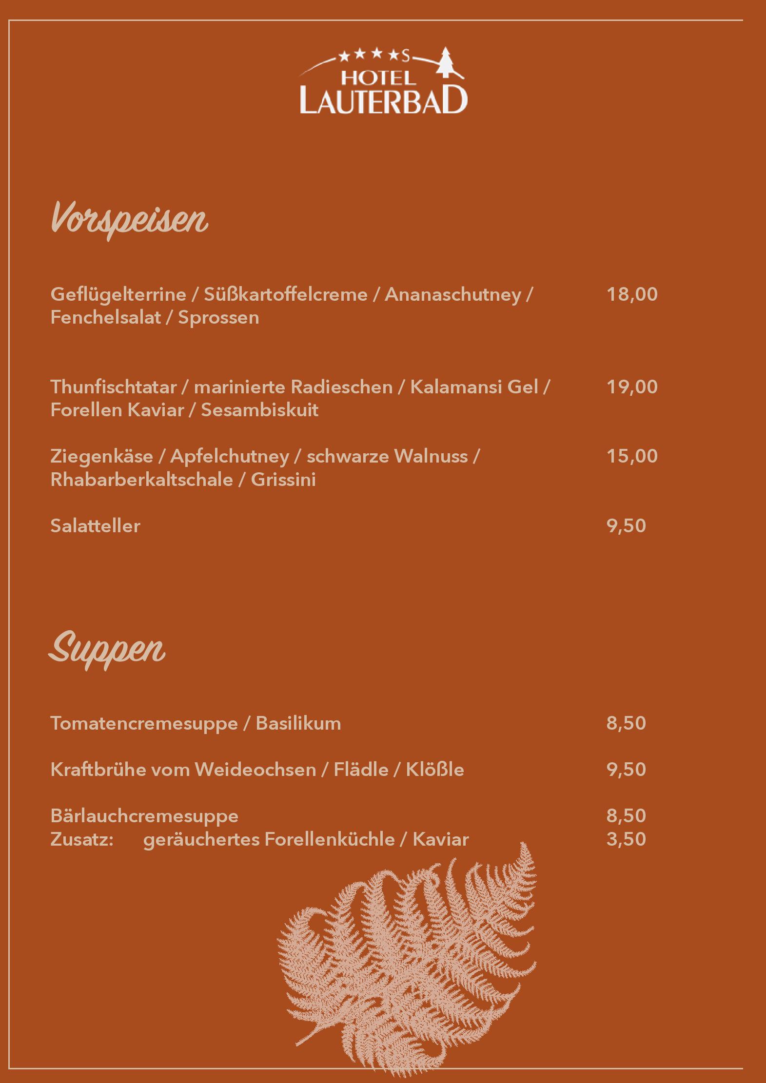 Speisekarte Hotel Lauterbad ****S in Freudenstadt, Seite 2