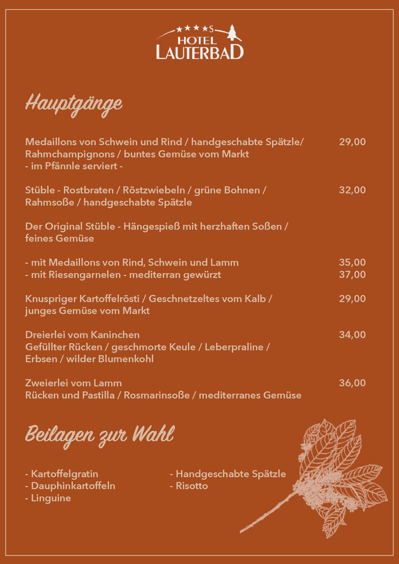 Speisekarte Hotel Lauterbad ****S in Freudenstadt, Seite 8