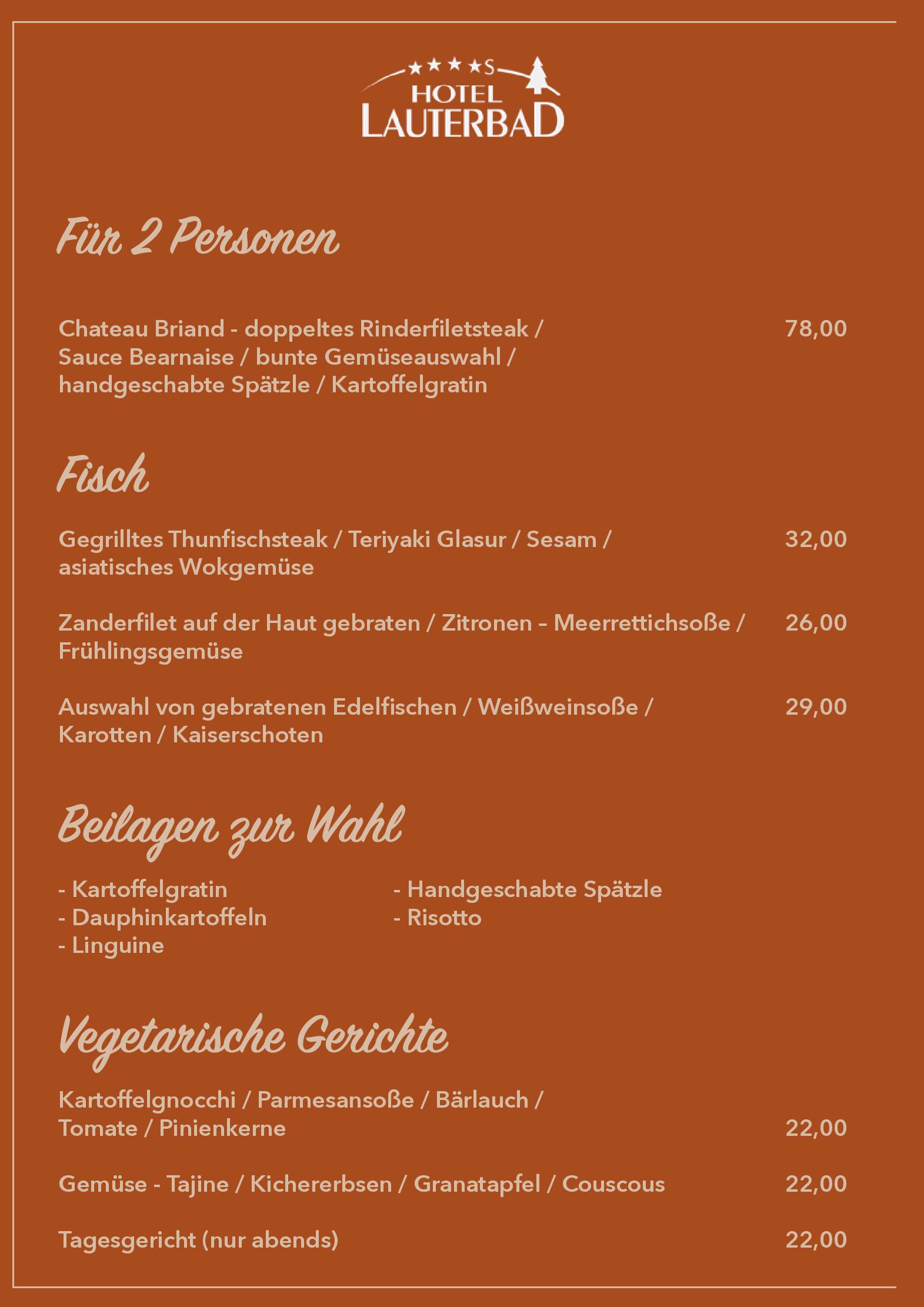 Speisekarte Hotel Lauterbad ****S in Freudenstadt, Seite 9