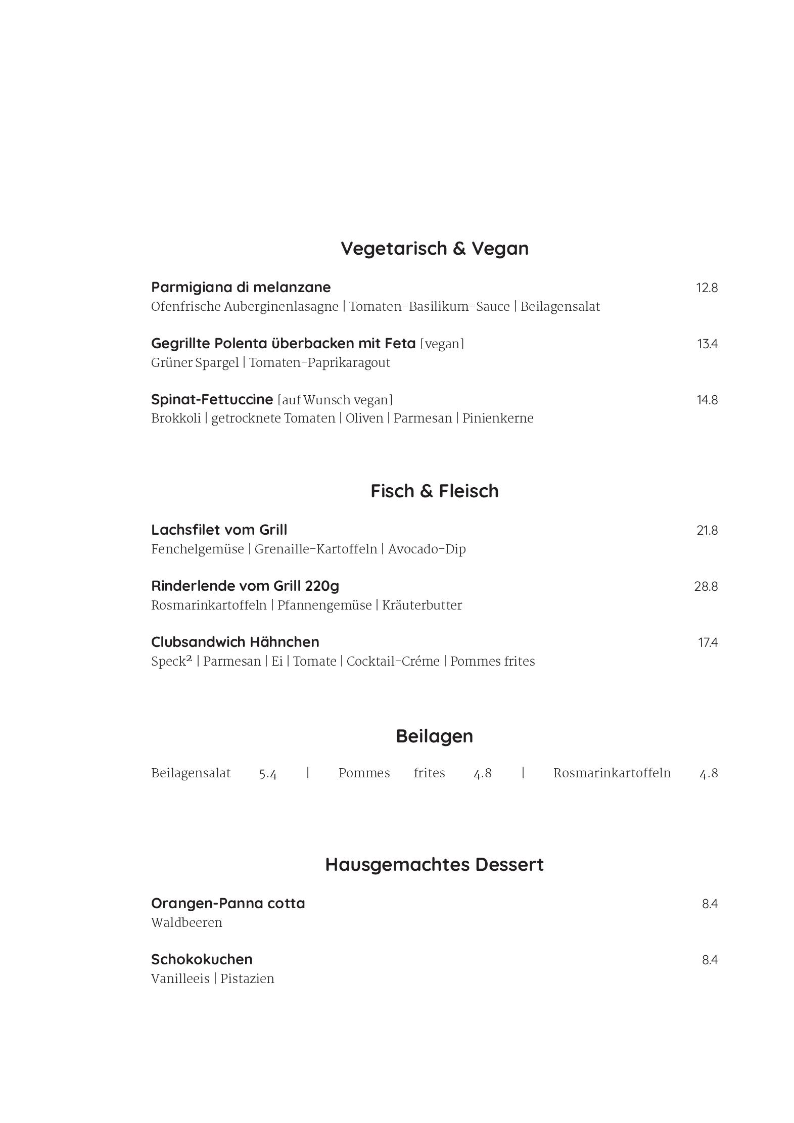 Speisekarte Bellevue in München, Seite 5
